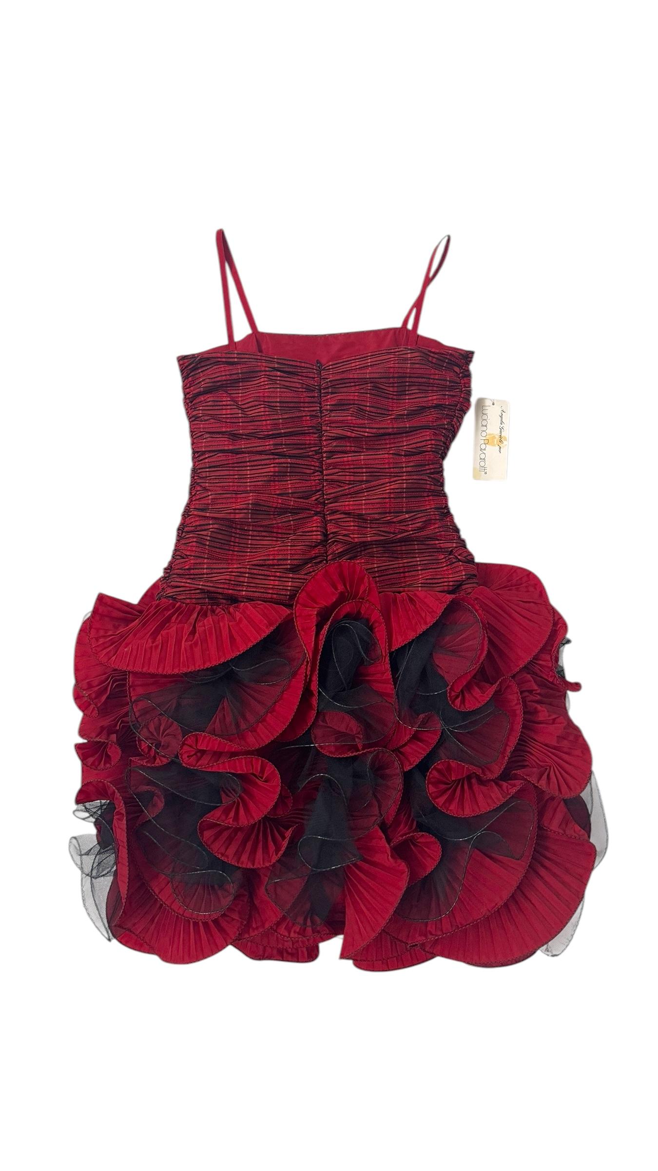 Angela Gavioli for Luciano Pavarotti Red Couture Dress In Good Condition For Sale In Milano, IT