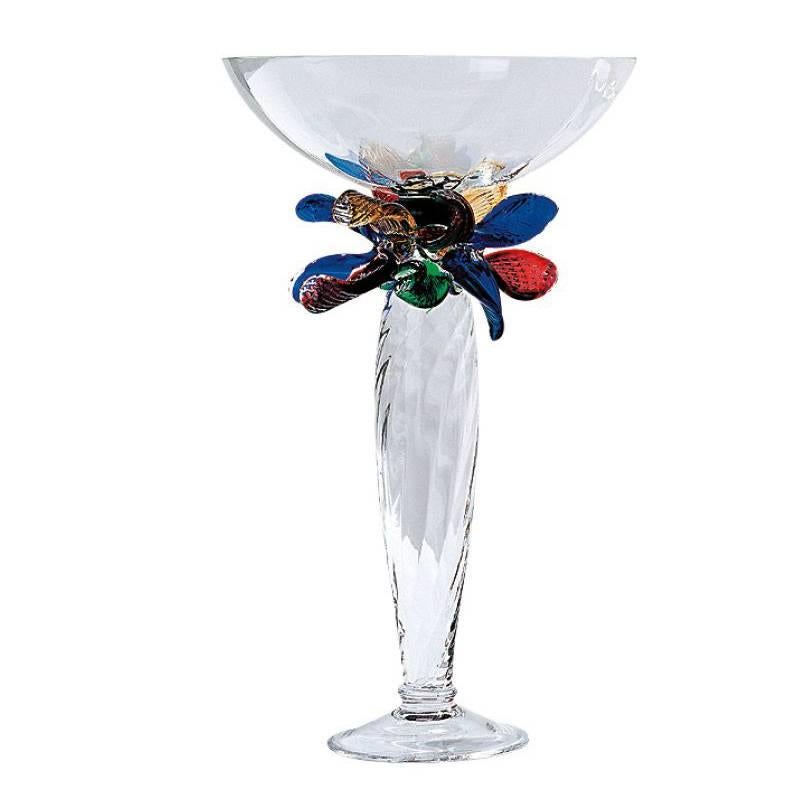 Gran jarrón de cristal Angela con detalles multicolores de Borek Sipek para Driade