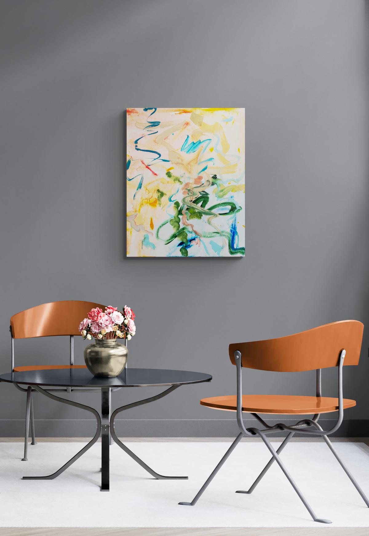 Artemis and the Cloud Over Arethusa - colorful, abstract, acrylic on canvas For Sale 6