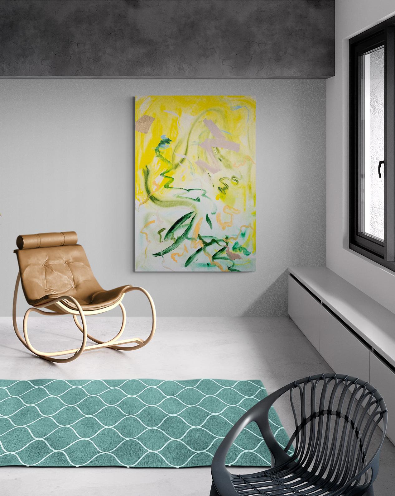 The Dancing Satyr - bright, colorful, gestural, abstract, acrylic on canvas For Sale 4