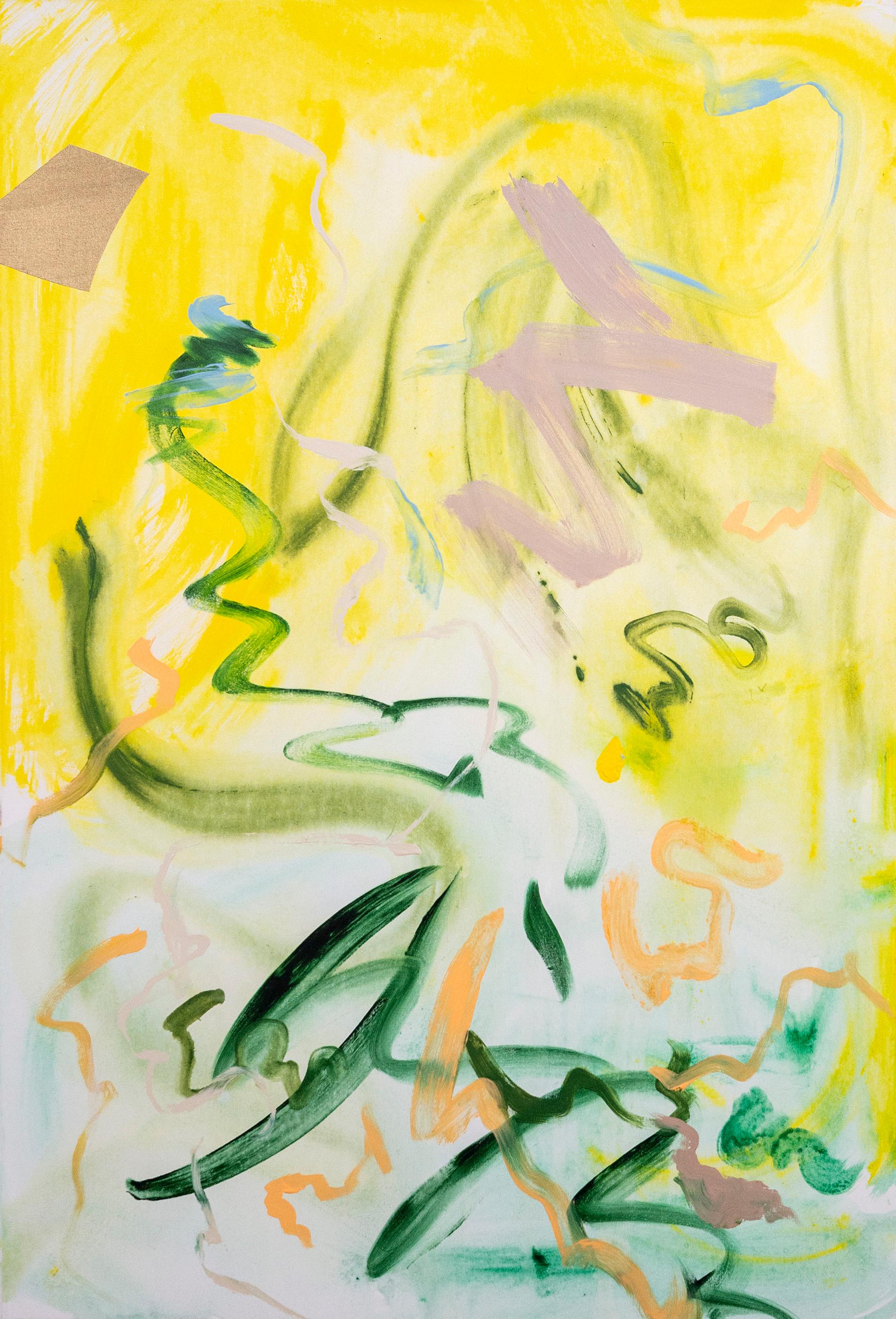 Angela Letizia Renzi & Richard Tosczak Abstract Painting - The Dancing Satyr - bright, colorful, gestural, abstract, acrylic on canvas