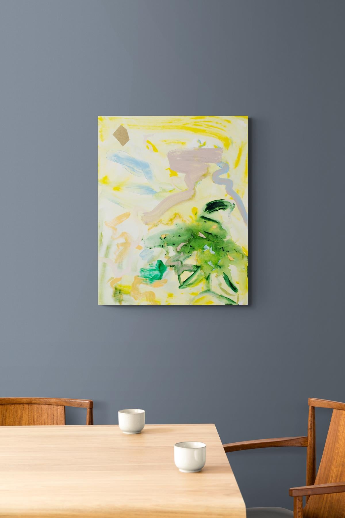 Der Satyr wird in Salzwasser gedrechselt - farbenfrohes, abstraktes Gemälde, Acryl auf Leinwand im Angebot 6