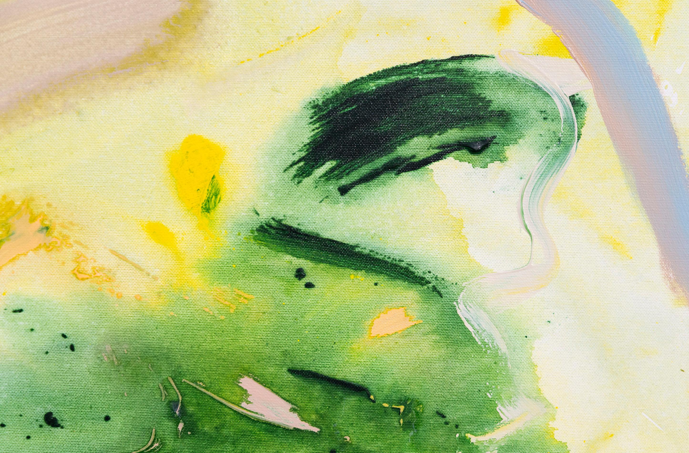 Der Satyr wird in Salzwasser gedrechselt - farbenfrohes, abstraktes Gemälde, Acryl auf Leinwand im Angebot 2