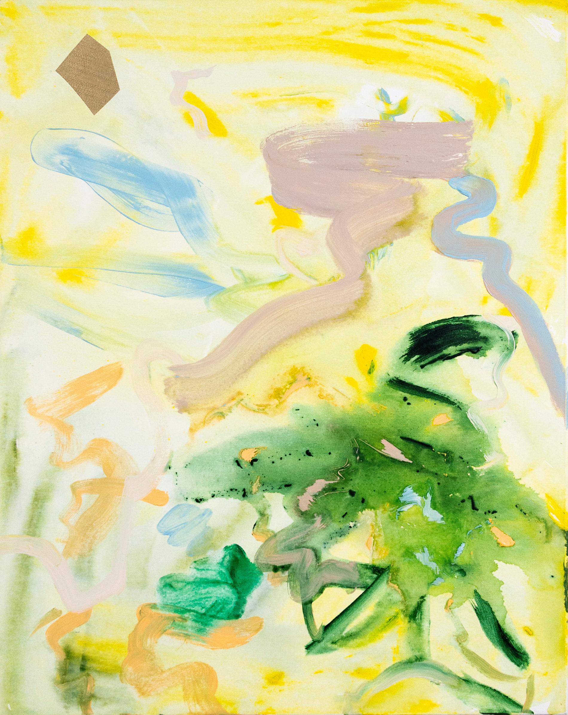 Angela Letizia Renzi & Richard Tosczak Abstract Painting – Der Satyr wird in Salzwasser gedrechselt - farbenfrohes, abstraktes Gemälde, Acryl auf Leinwand