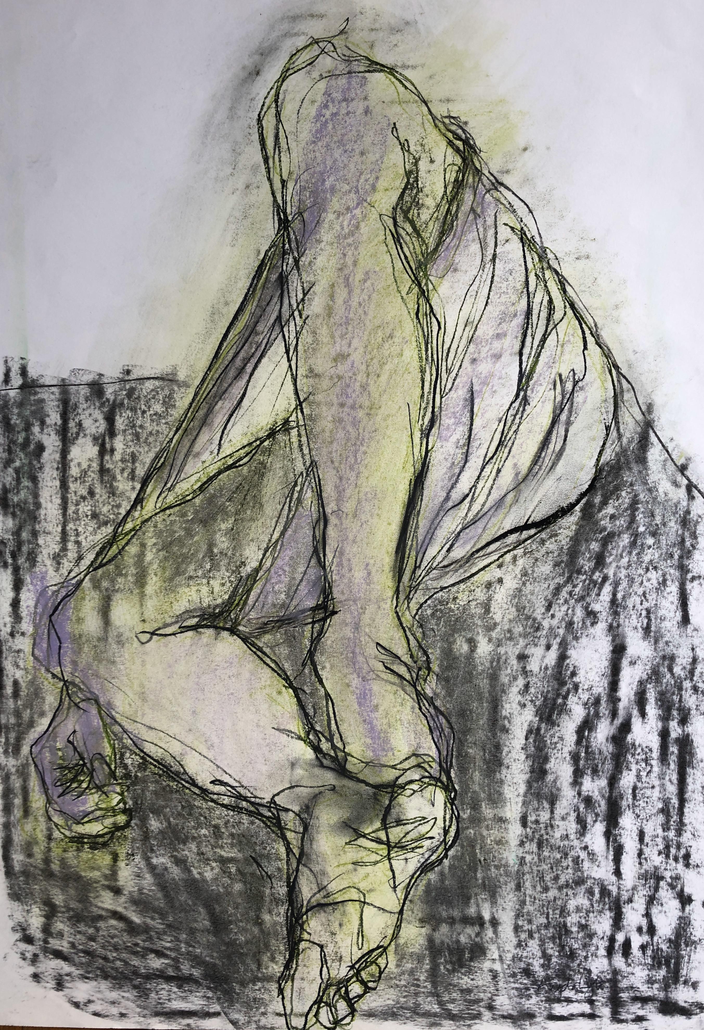 Man In Sarong. Contemporary Mixed Media on paper