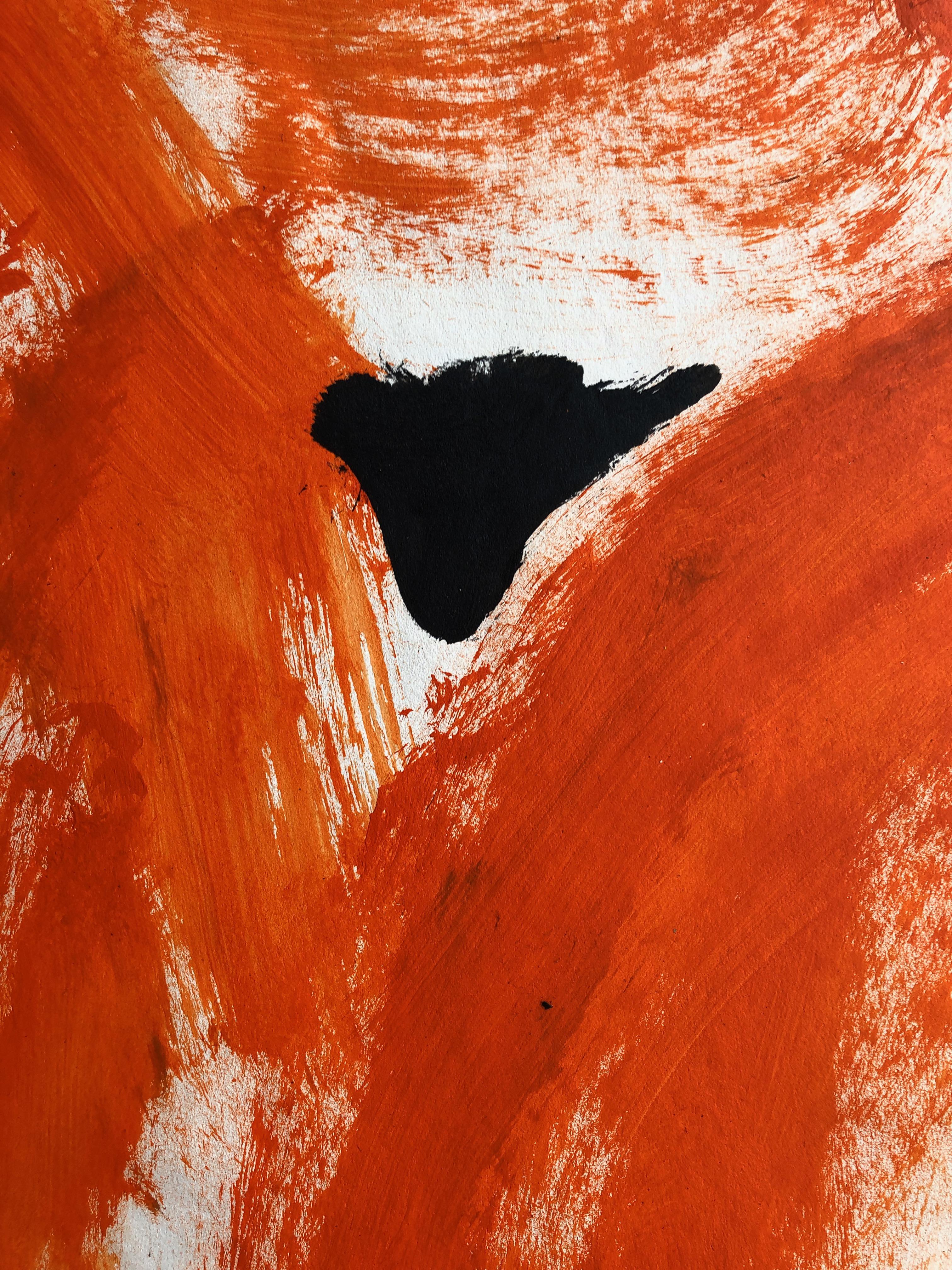 La femme orange. Techniques mixtes contemporaines sur papier - Art de Angela Lyle