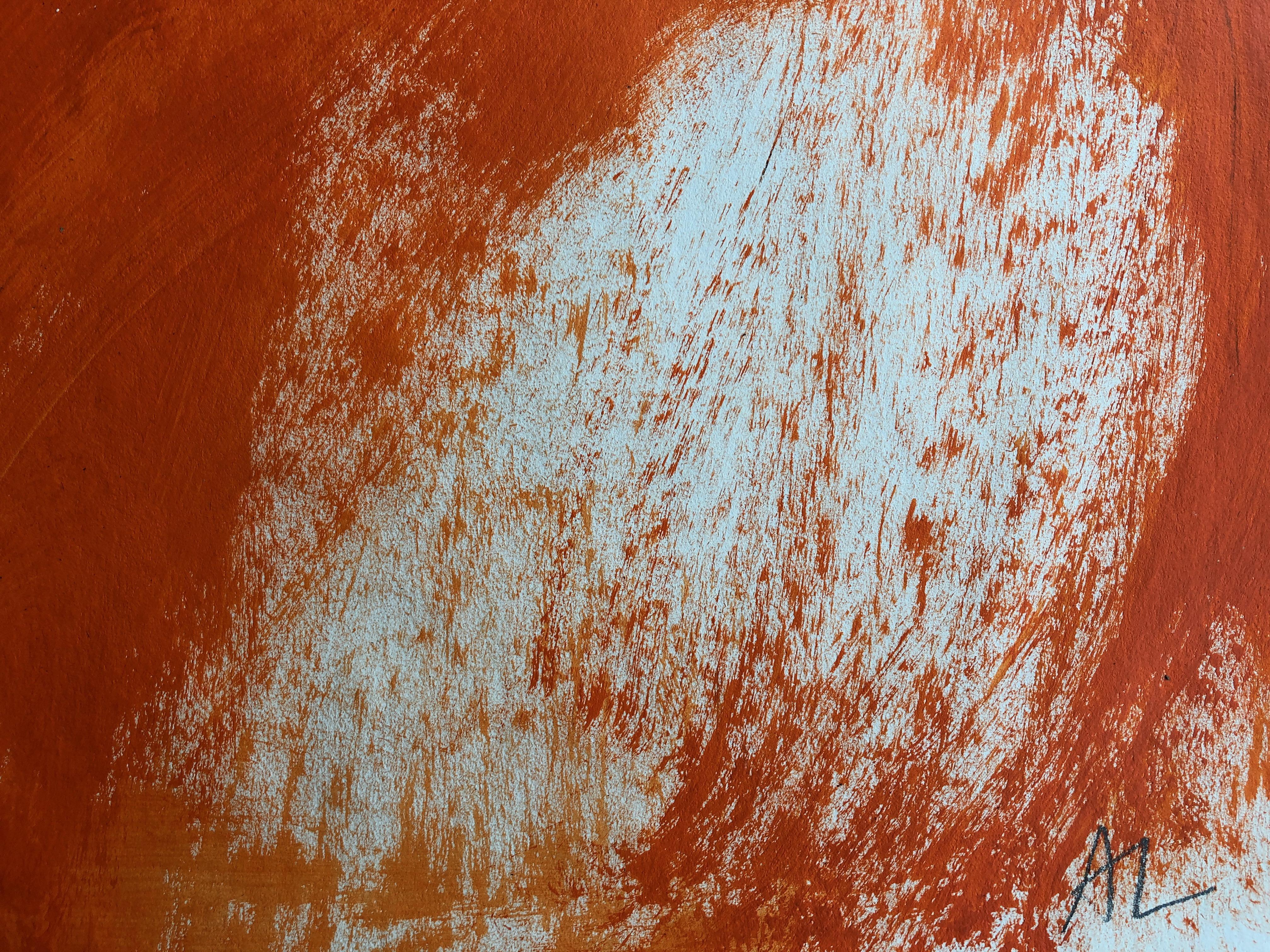 La femme orange. Techniques mixtes contemporaines sur papier - Contemporain Art par Angela Lyle