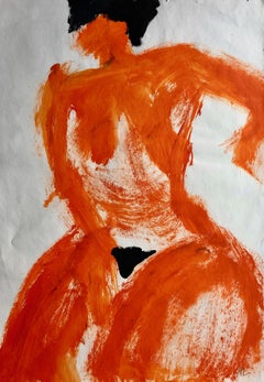 Orange Woman. Contemporary Mixed Media on paper