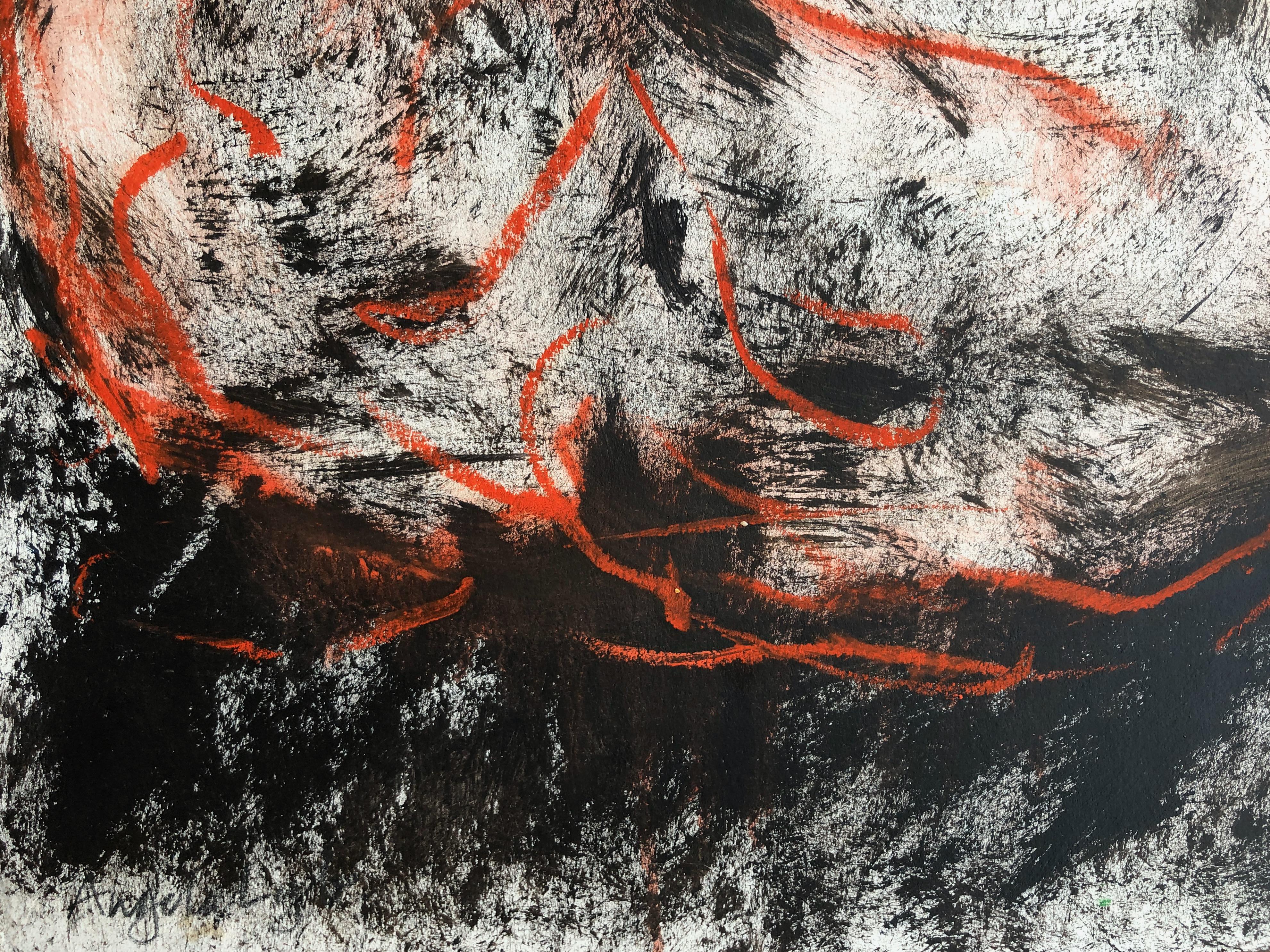L'homme assis. Techniques mixtes contemporaines sur papier - Contemporain Art par Angela Lyle