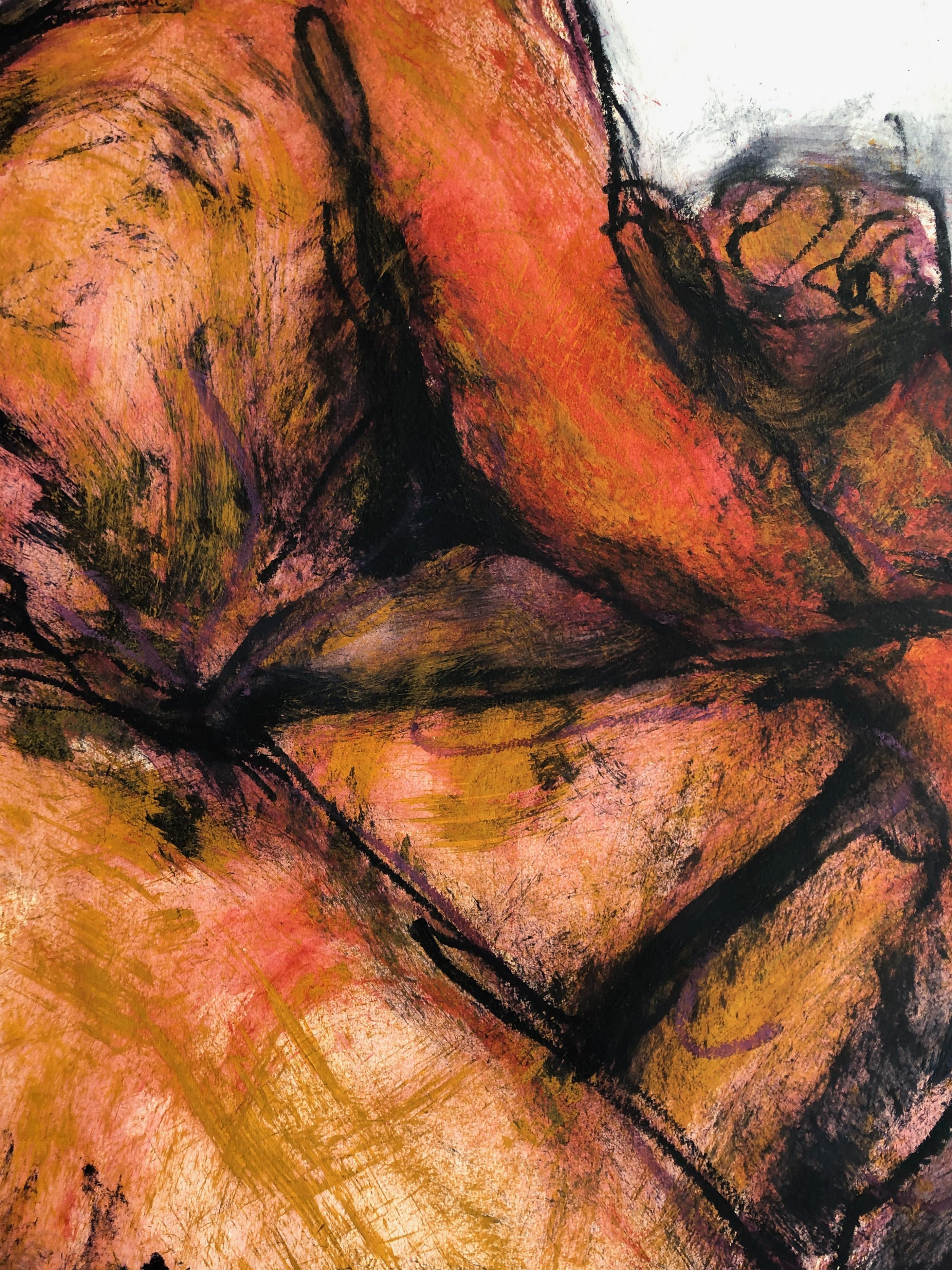 Sleeping Man. Contemporary Mixed Media on paper - Painting by Angela Lyle