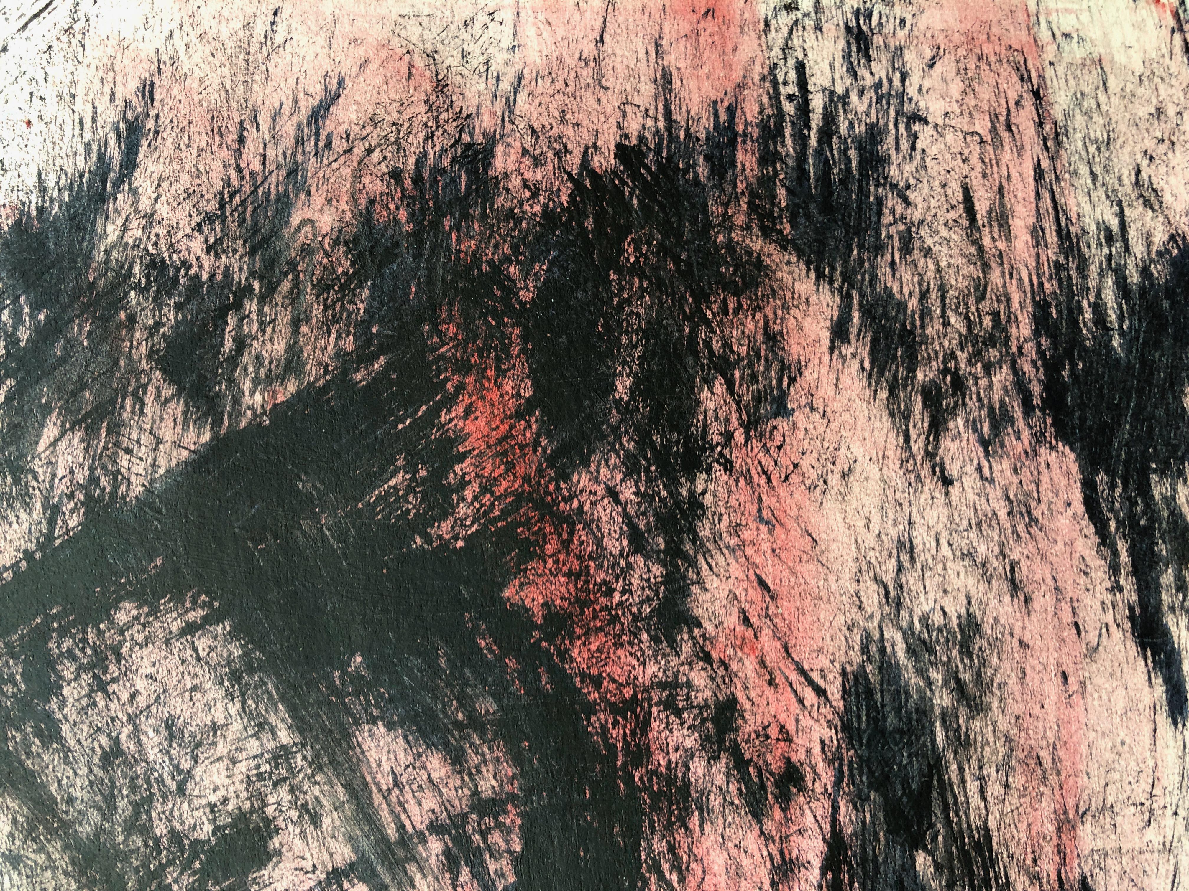 Schlafender Mann. Zeitgenössische Mixed-Media-Malerei auf Papier (Schwarz), Nude Painting, von Angela Lyle