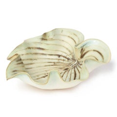 Angela Mellor Studio Ceramic Green Glazed Leaf Shaped Bowl