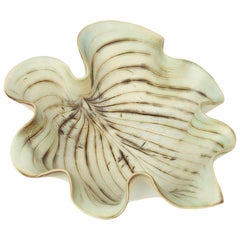 Angela Mellor Studio Ceramic Green Glazed Leaf Shaped Bowl