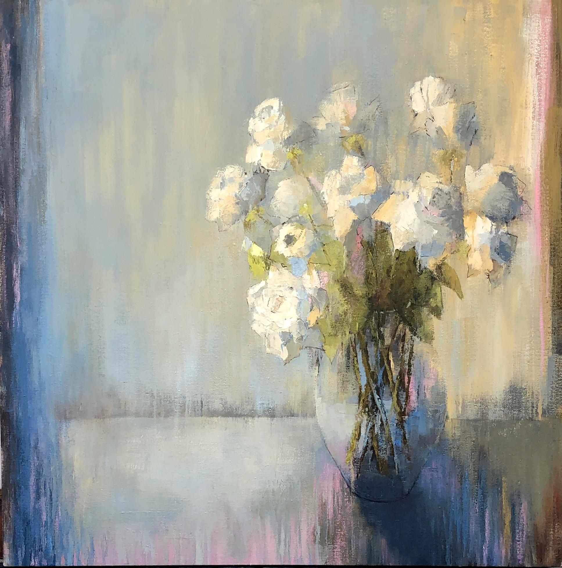 Angela Nesbit Still-Life Painting - 'Ladies of Sophistication', Impressionist Oil on Canvas Square Format Painting
