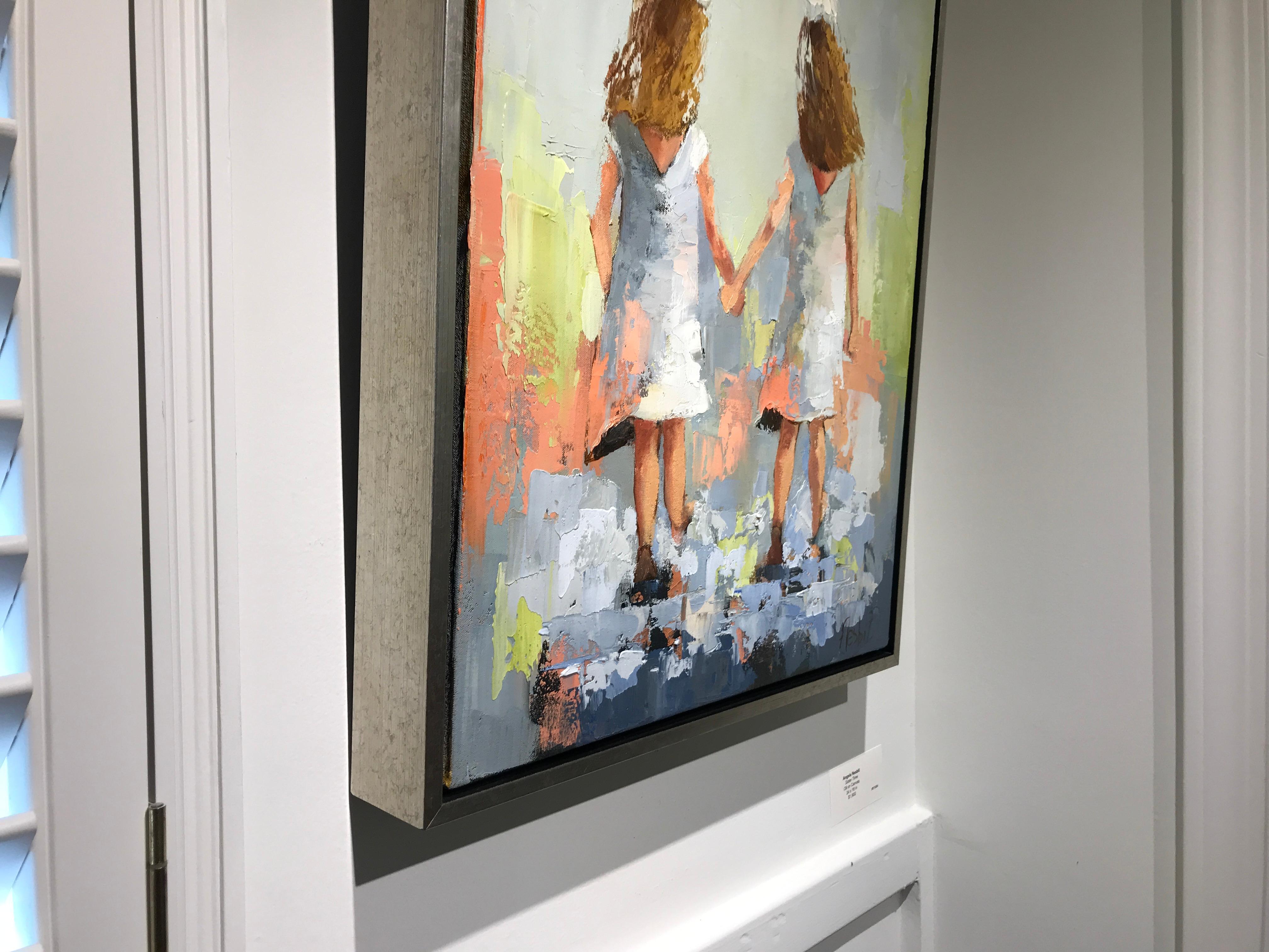 Sister Time, Angela Nesbit Framed Vertical Impressionist Figurative Painting 3