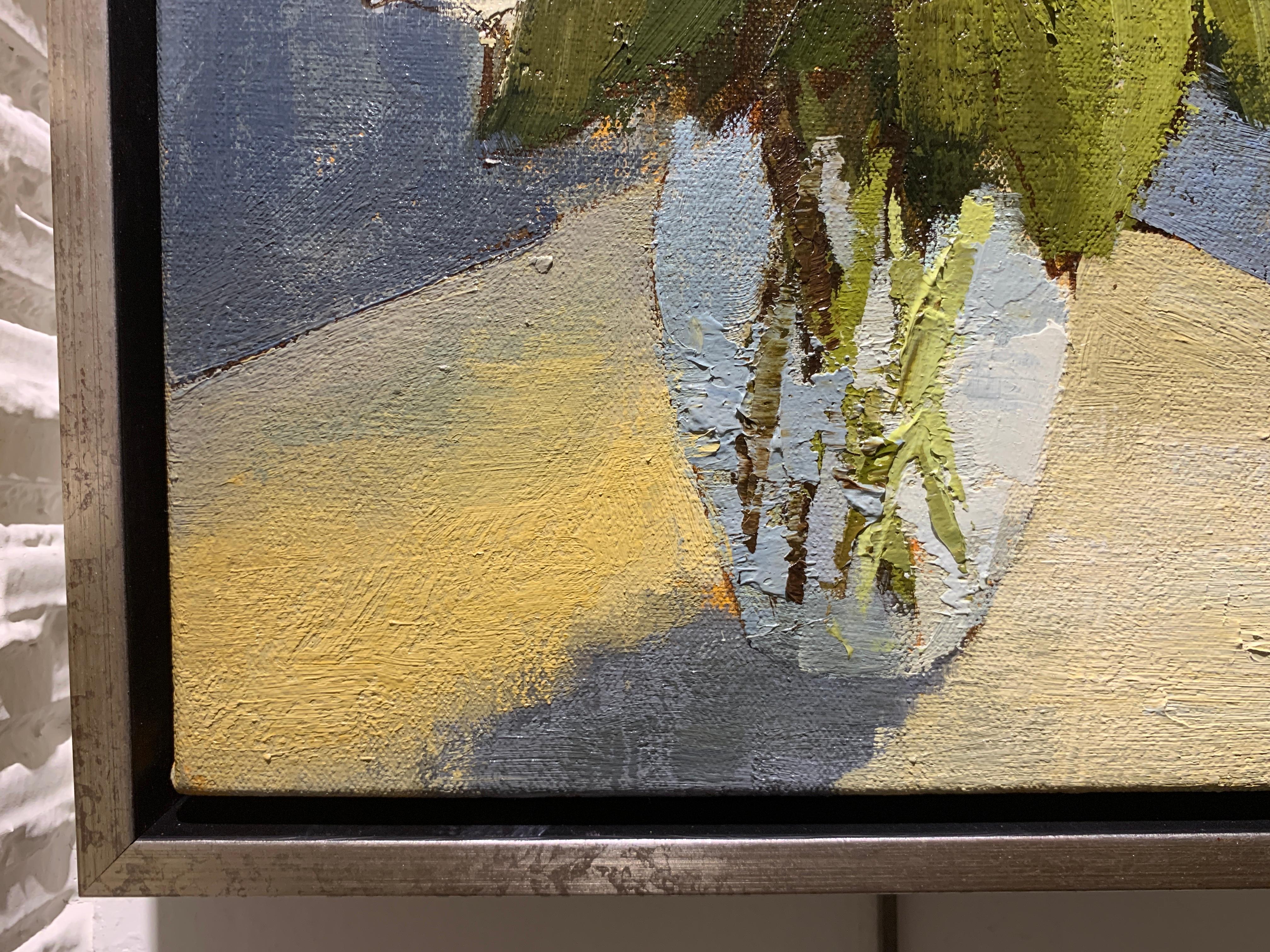 'Sunlit Whites' by Angela Nebsit framed petite impressionist floral oil painting 1