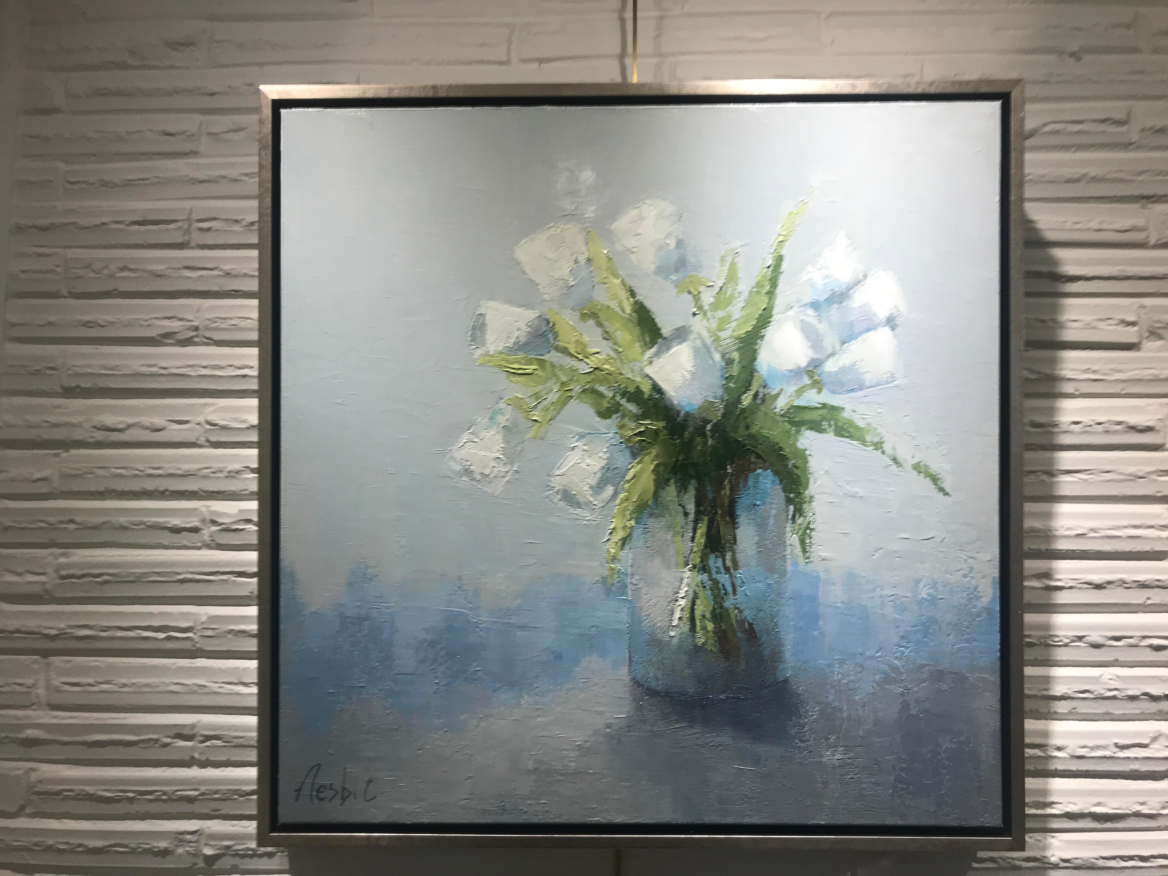 Turquoise and Tulips by Angela Nesbit, Framed Impressionist Floral Still-Life 2