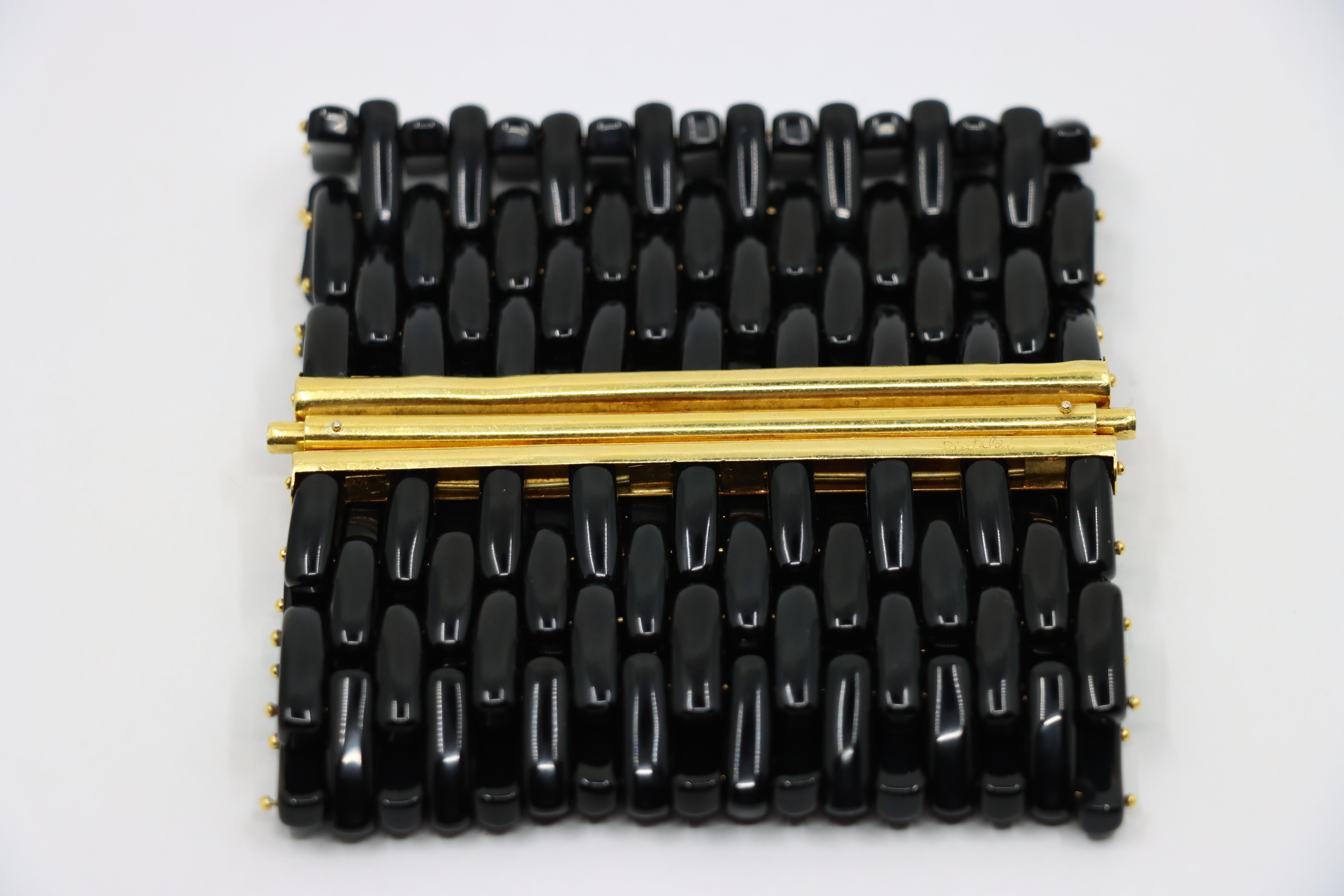 Angela Pintaldi 18K Gold Onyx Weave Bracelet For Sale 5