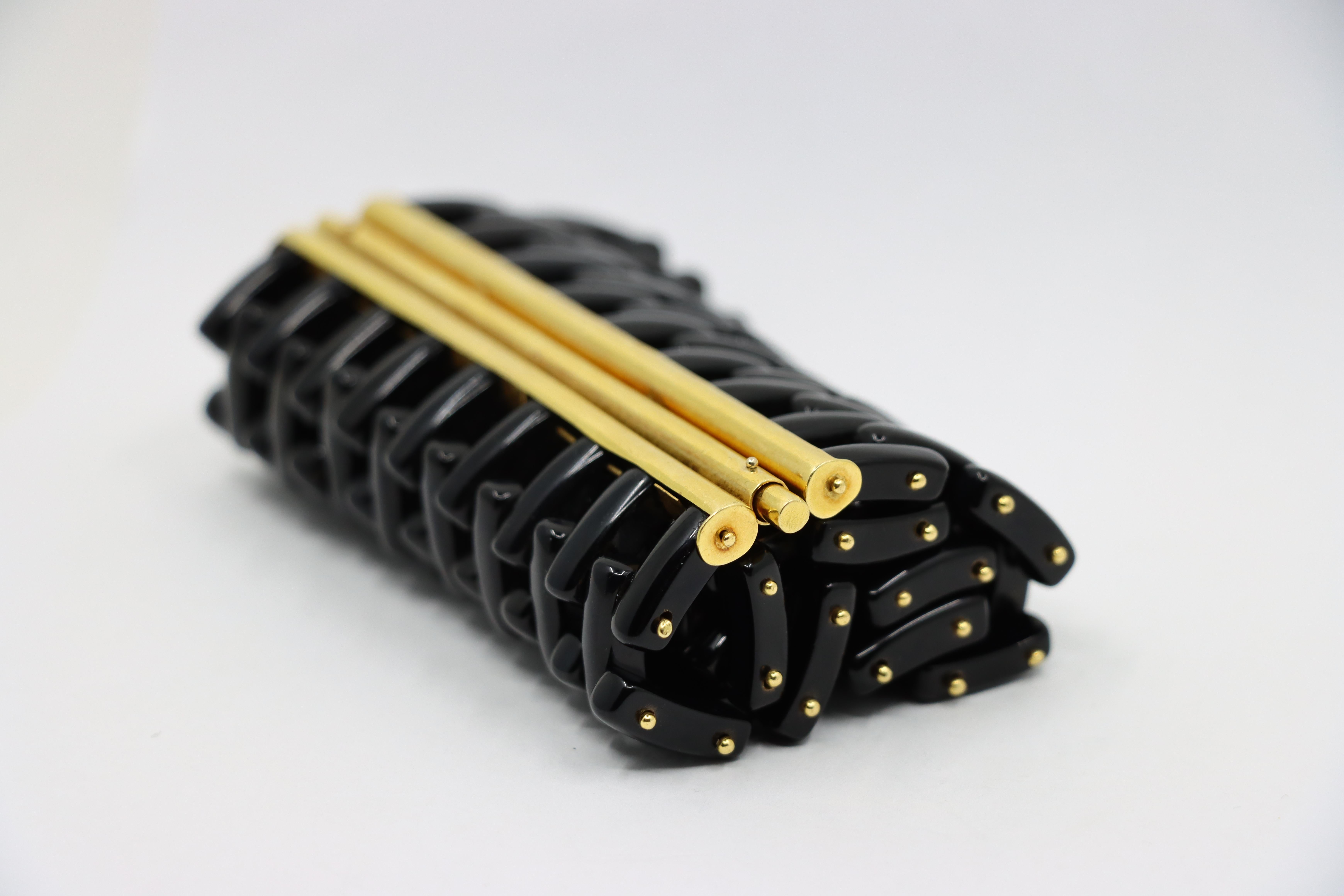 Angela Pintaldi 18K Gold Onyx Weave Bracelet For Sale 6