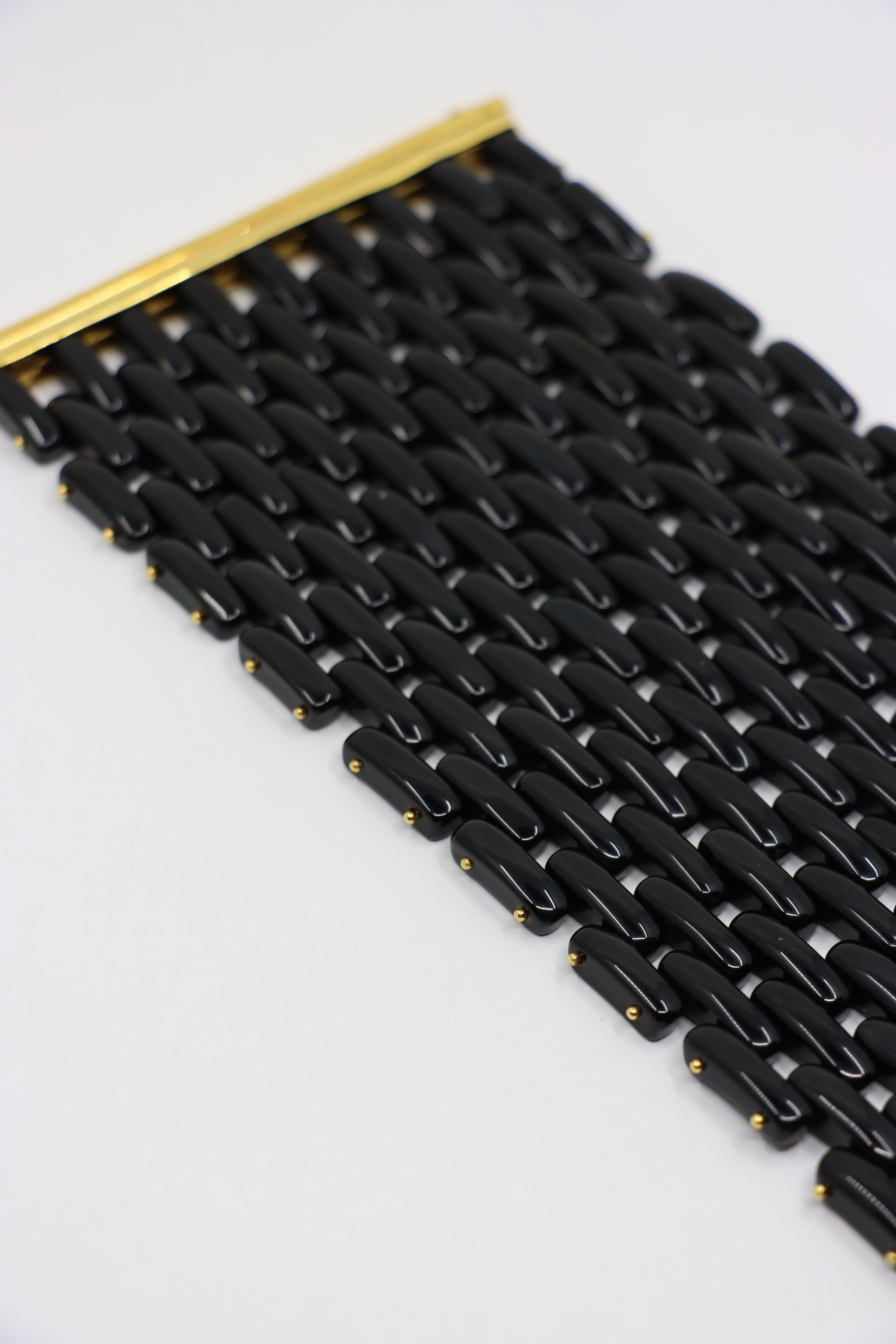 Angela Pintaldi 18K Gold Onyx Weave Bracelet For Sale 8