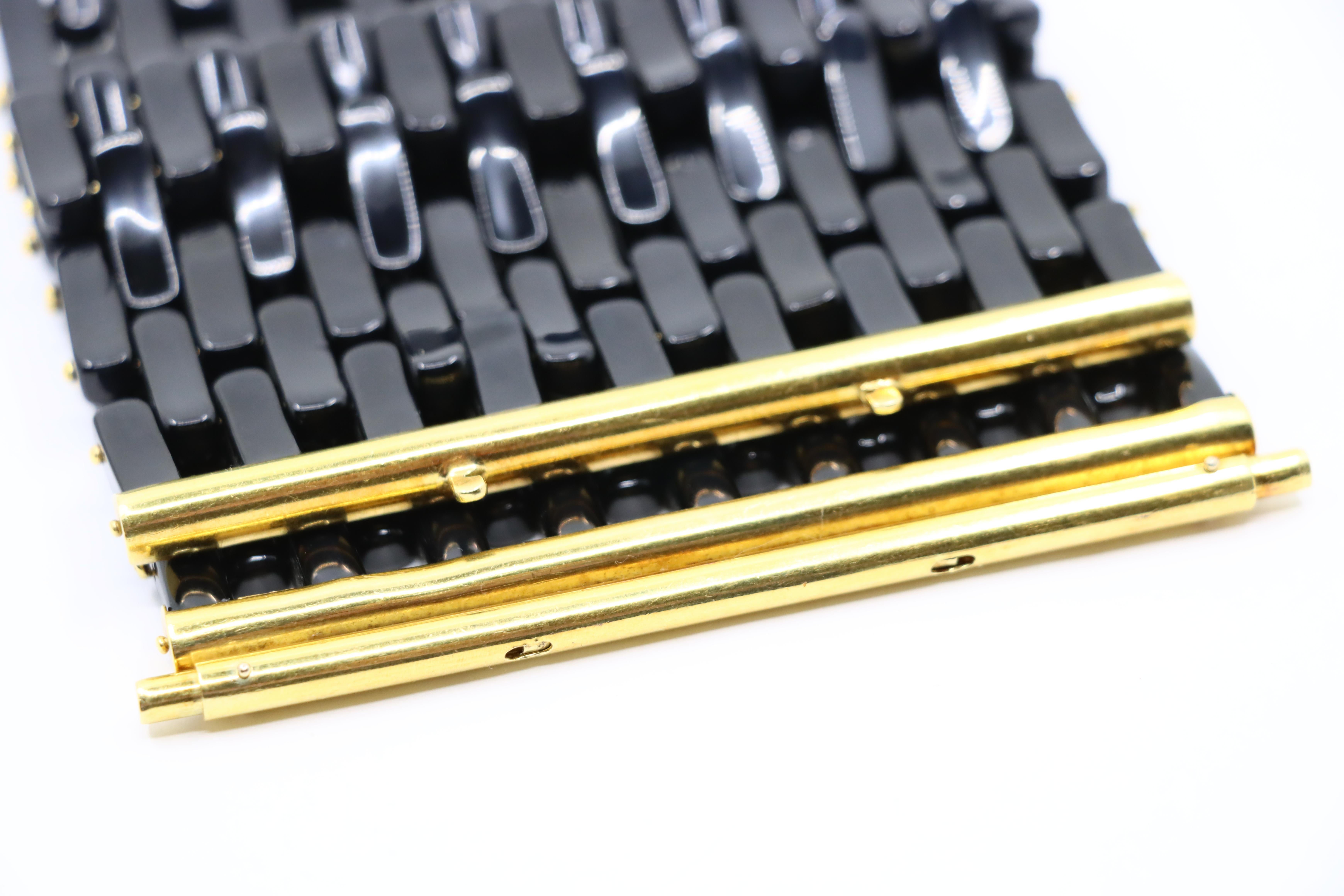 Angela Pintaldi 18K Gold Onyx Weave Bracelet For Sale 9
