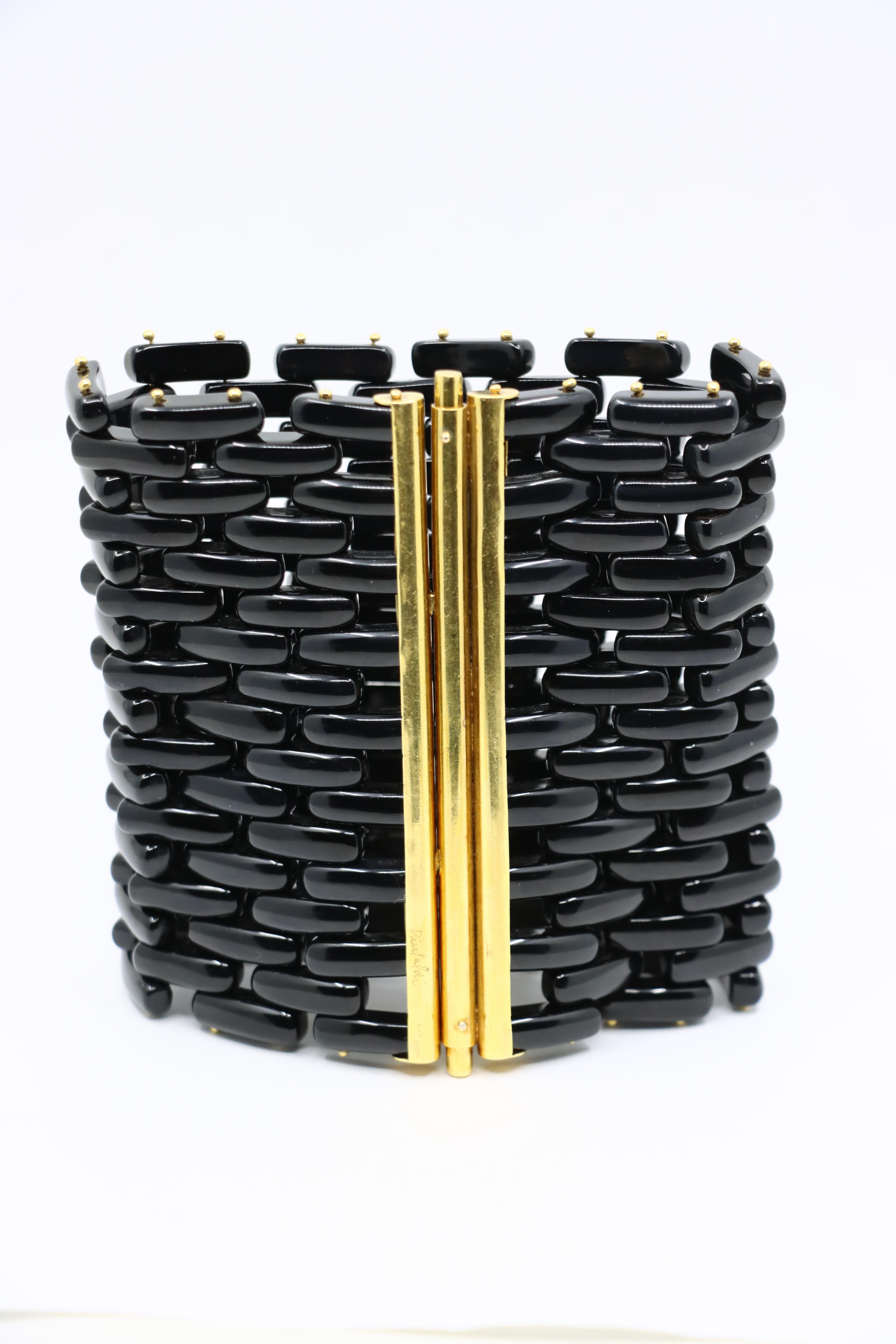 Angela Pintaldi 18K Gold Onyx Weave Bracelet For Sale 1