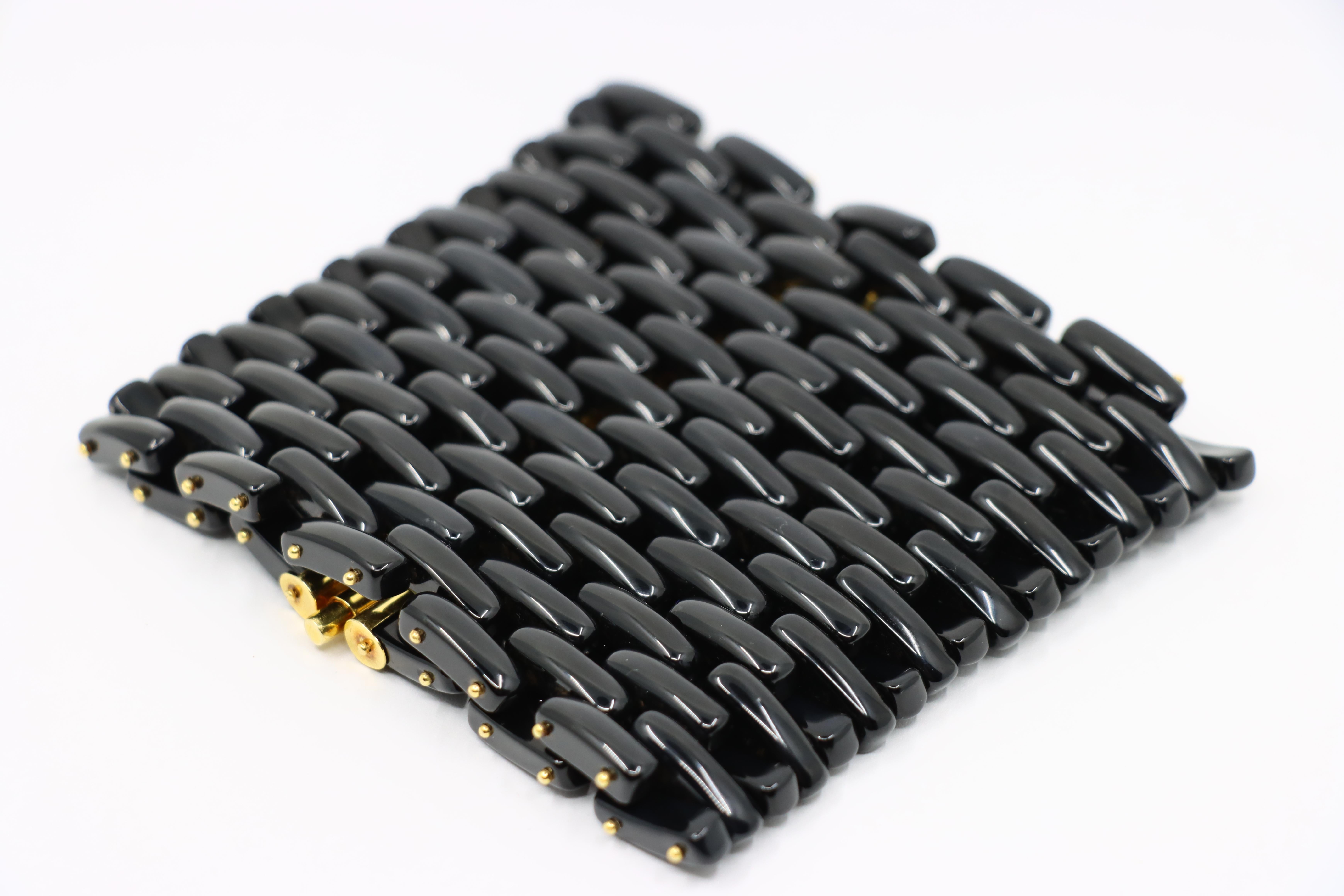 Angela Pintaldi 18K Gold Onyx Weave Bracelet For Sale 2