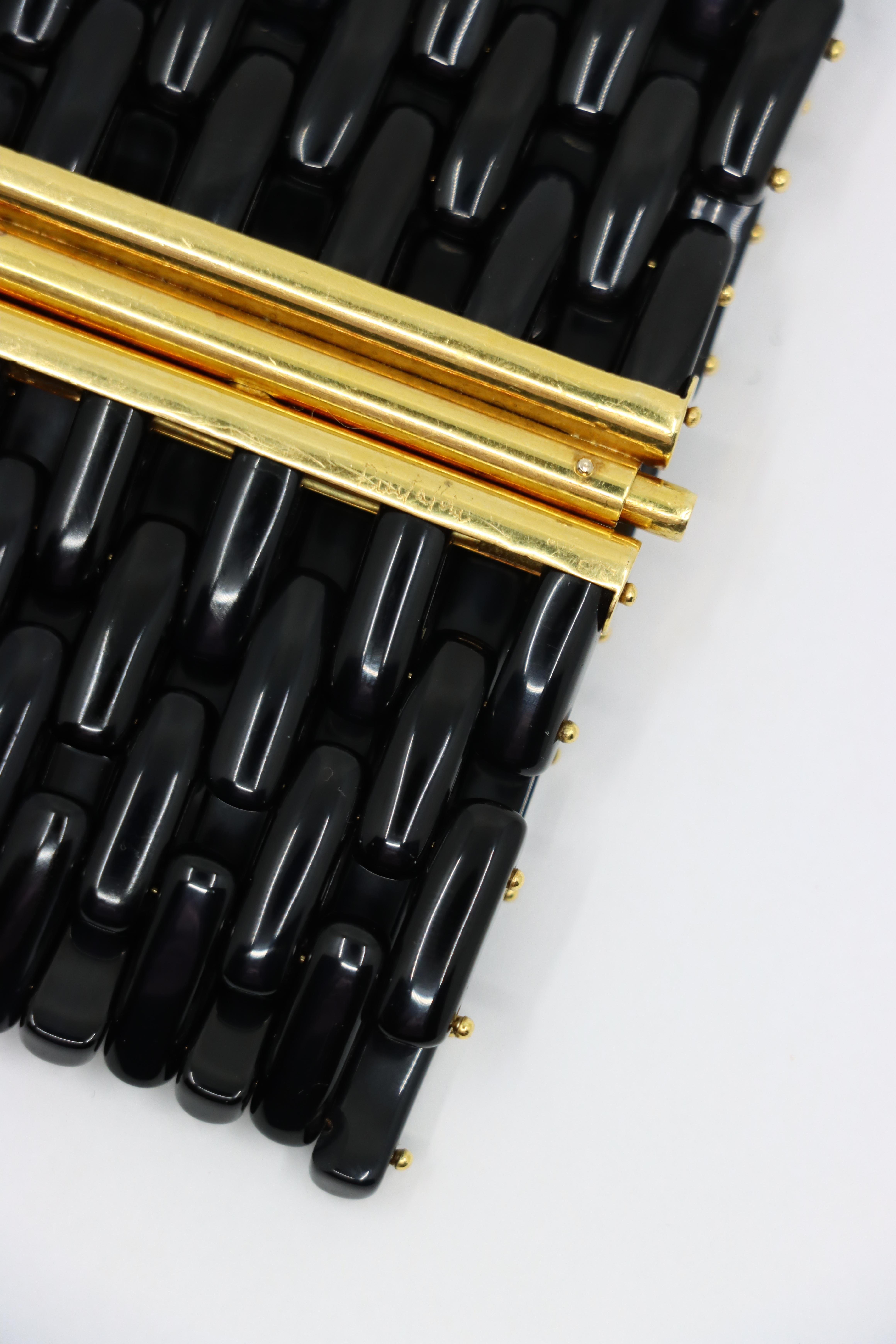 Angela Pintaldi 18K Gold Onyx Weave Bracelet For Sale 3
