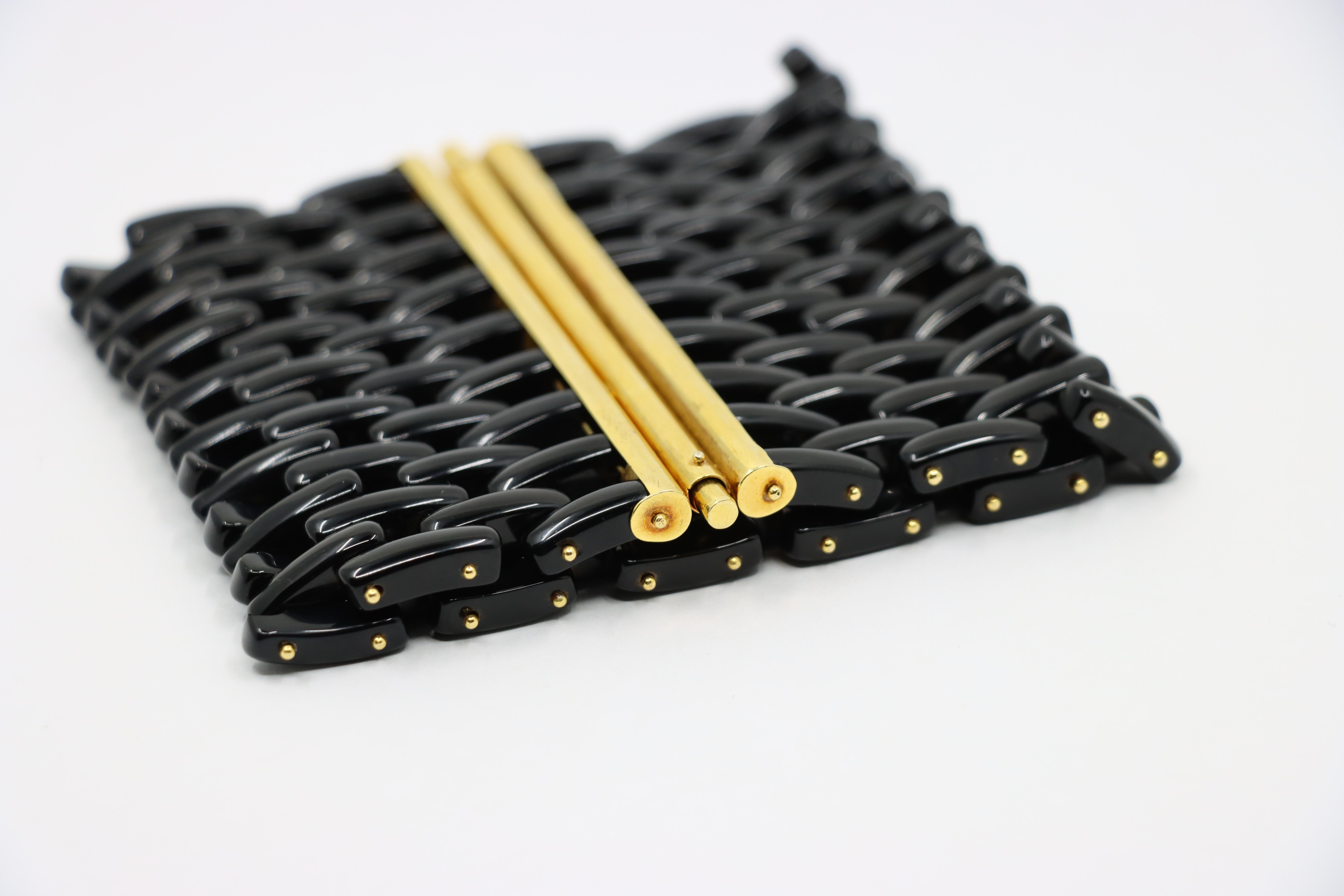 Angela Pintaldi 18K Gold Onyx Weave Bracelet For Sale 4