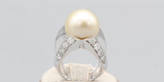 Angela Pintaldi Cultured Pearl Diamond and 18k White Gold Ring