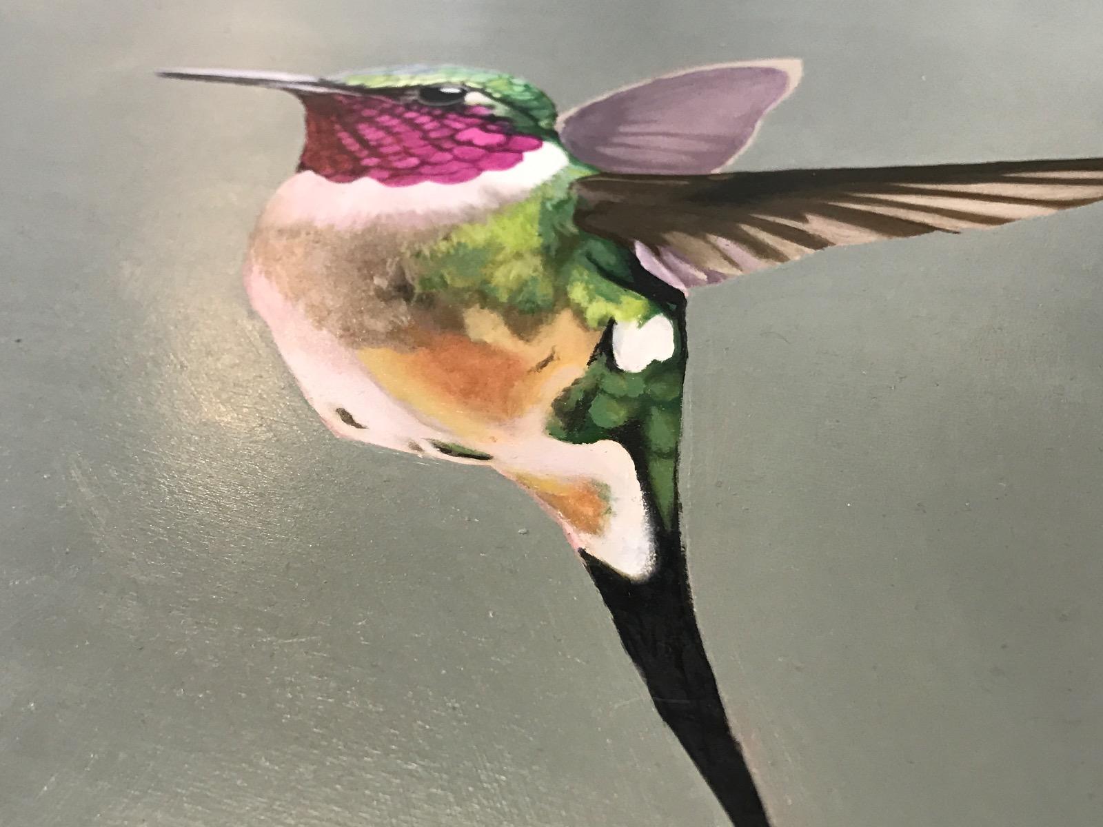 Diptych of Single hummingbird & Tuesday's Girl (Sakura), Originals, Floral, Girl For Sale 12