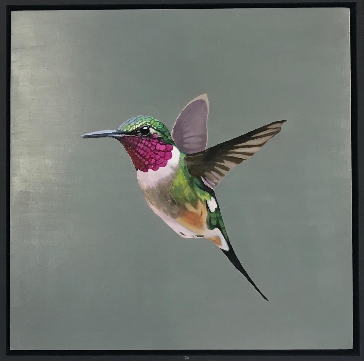 2 original paintings by Angela Smith.
Slightly different sizes, both sold framed - Tuesday's Girl (Sakura): Complete size of framed work: 53 H x 53 W x 3.5 D cm (20.87 x 20.87 x 1.38 in)
Single Hummingbird, Framed size: 45.5 H x 45.5 W x 2.5 D cm