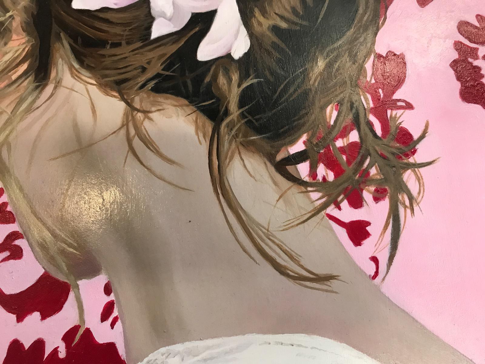 Diptych of Single hummingbird & Tuesday's Girl (Sakura), Originals, Floral, Girl For Sale 6
