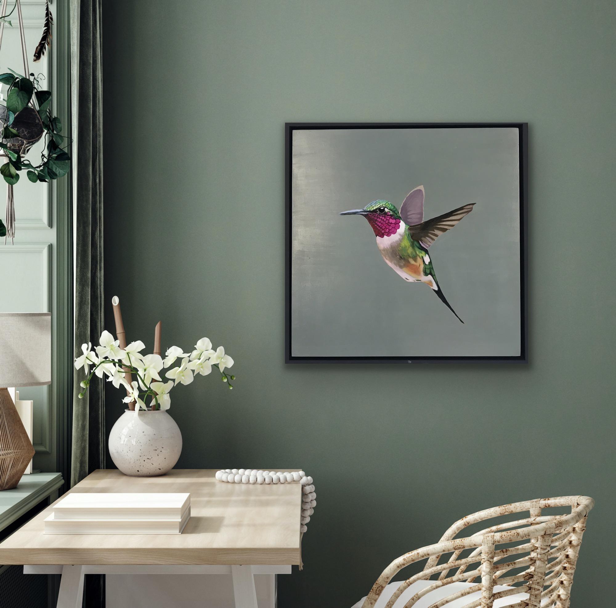 Single Hummingbird, Original Painting, Bird, Animal, Nature For Sale 3
