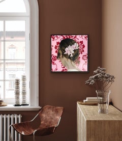 Tuesday's Girl (Sakura), Original Painting, Girl, Portrait, Floral, Woman, Pink
