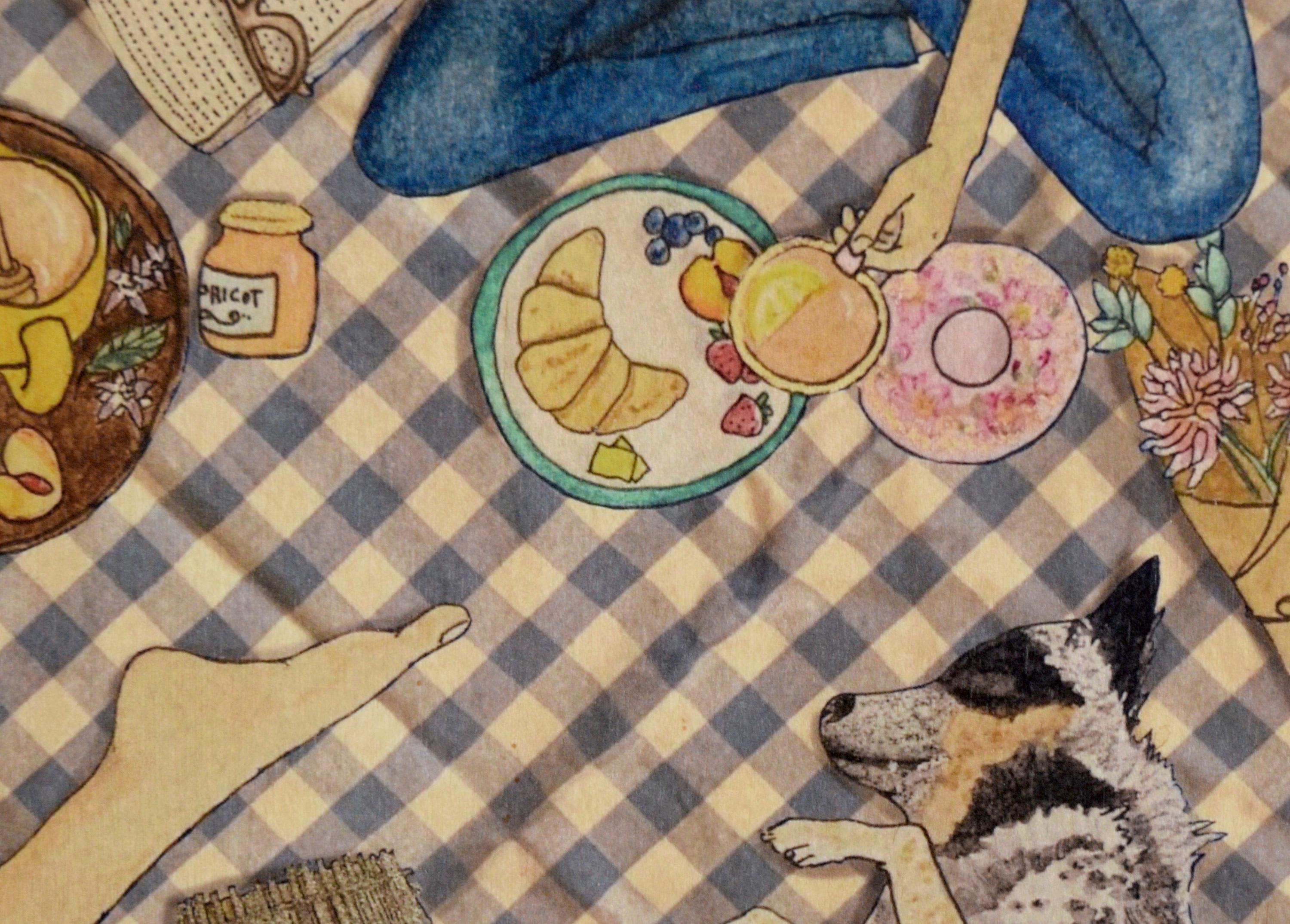 „Otis“ – einzigartiger Illustrationsdruck auf Holz (Zeitgenössisch), Print, von Angela Stone