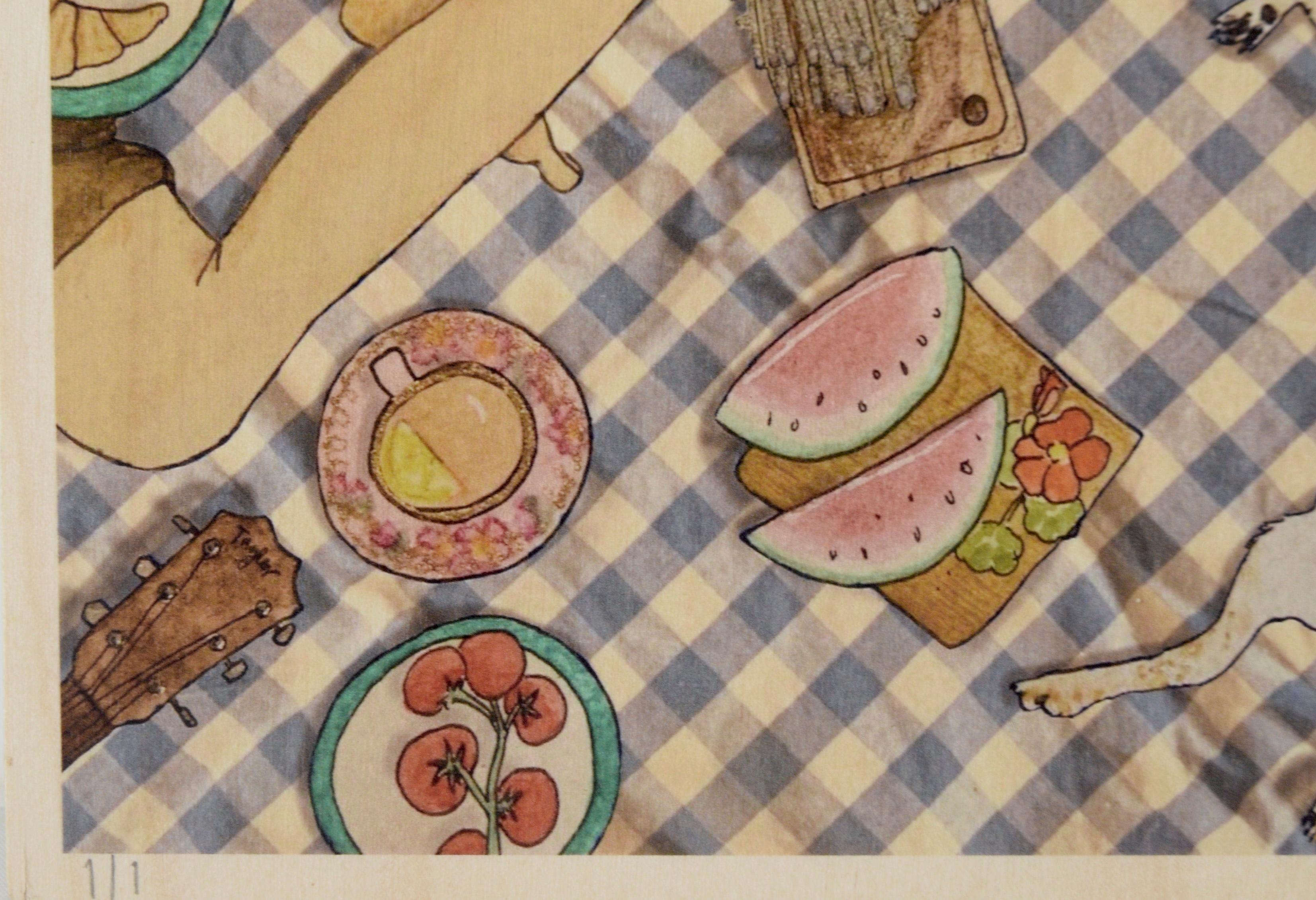 „Otis“ – einzigartiger Illustrationsdruck auf Holz 1