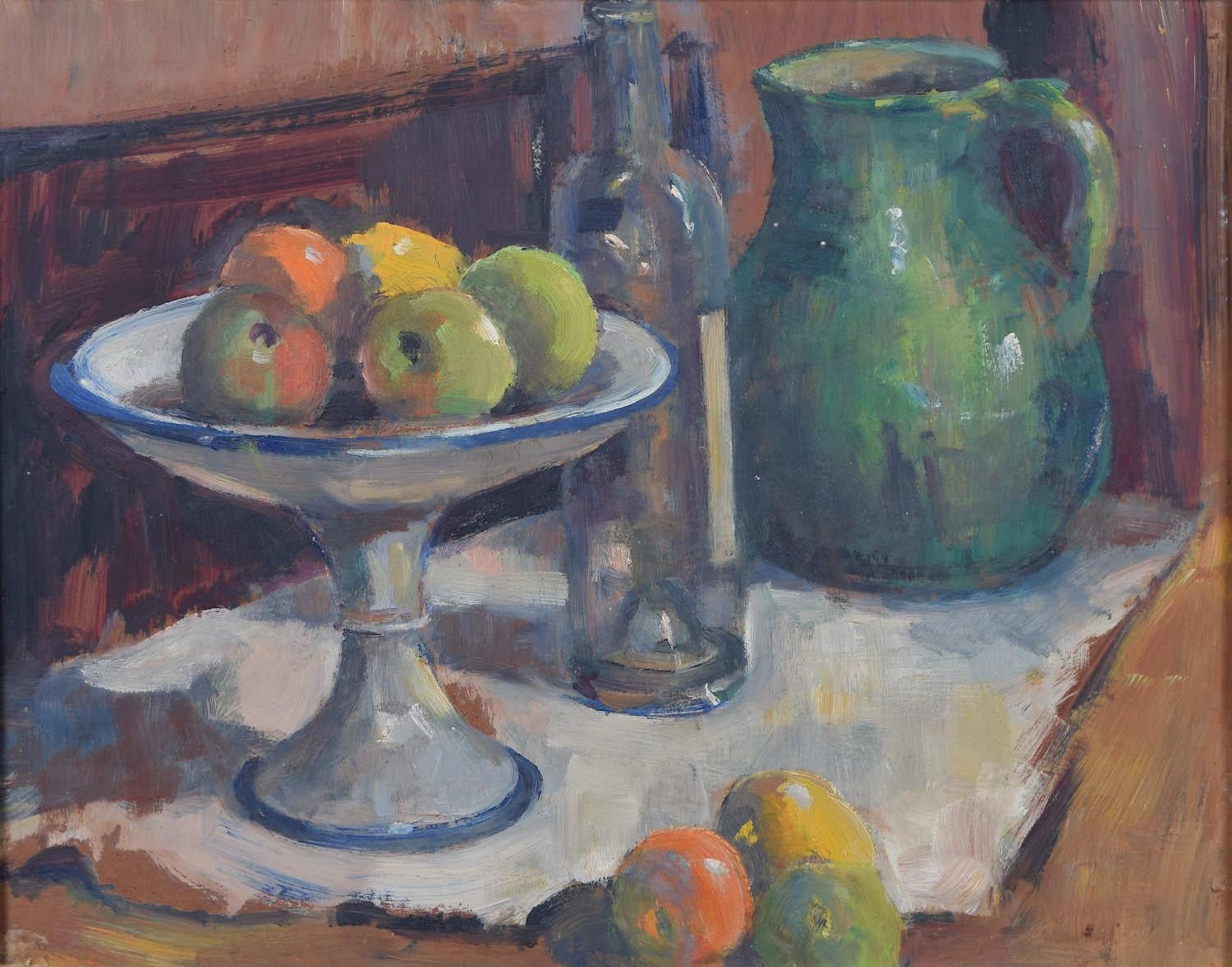 still life with milk jug and fruit