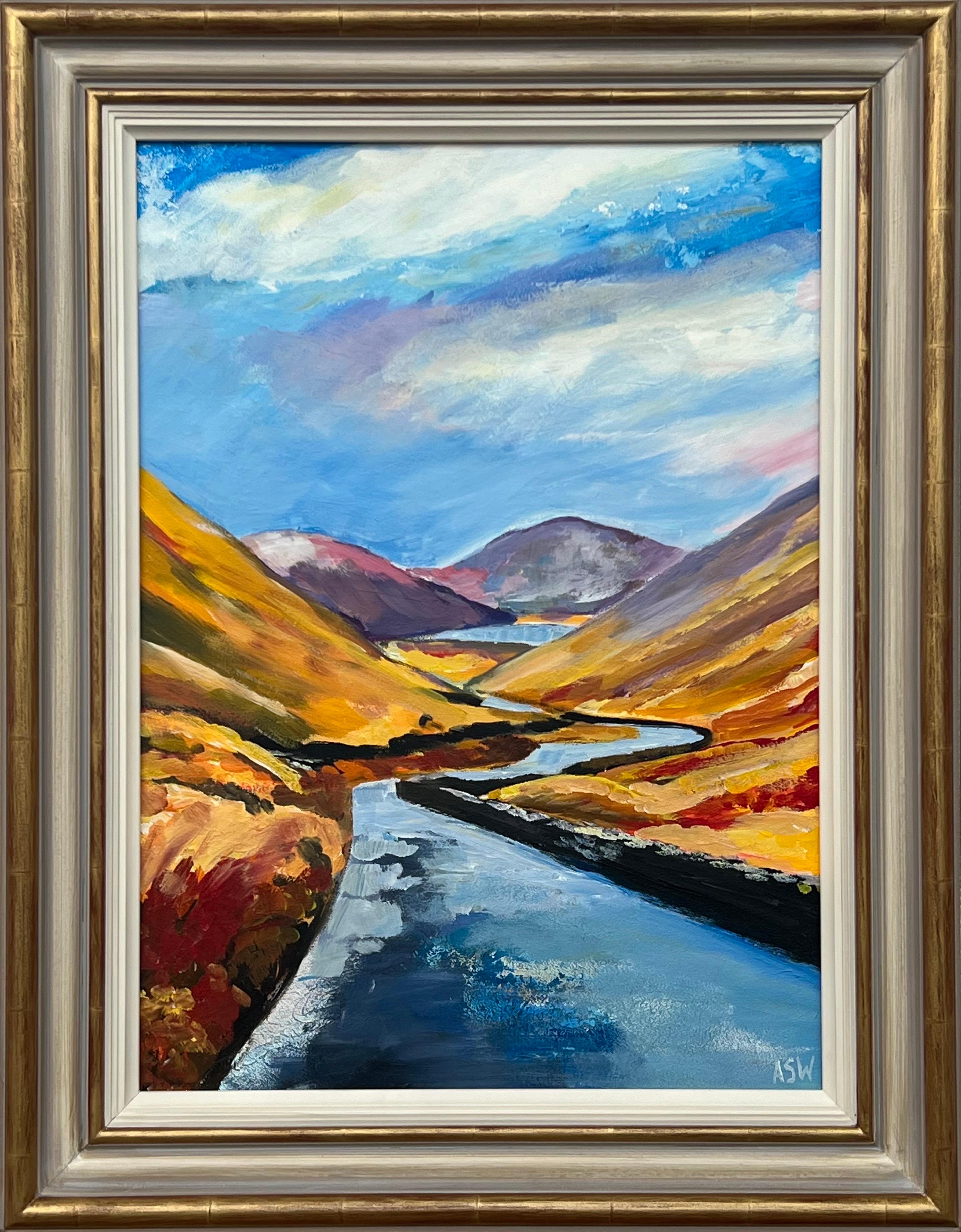 Angela Wakefield Abstract Painting - A Memory of Kirkstone Pass Mountain Landscape in the Lake District of England