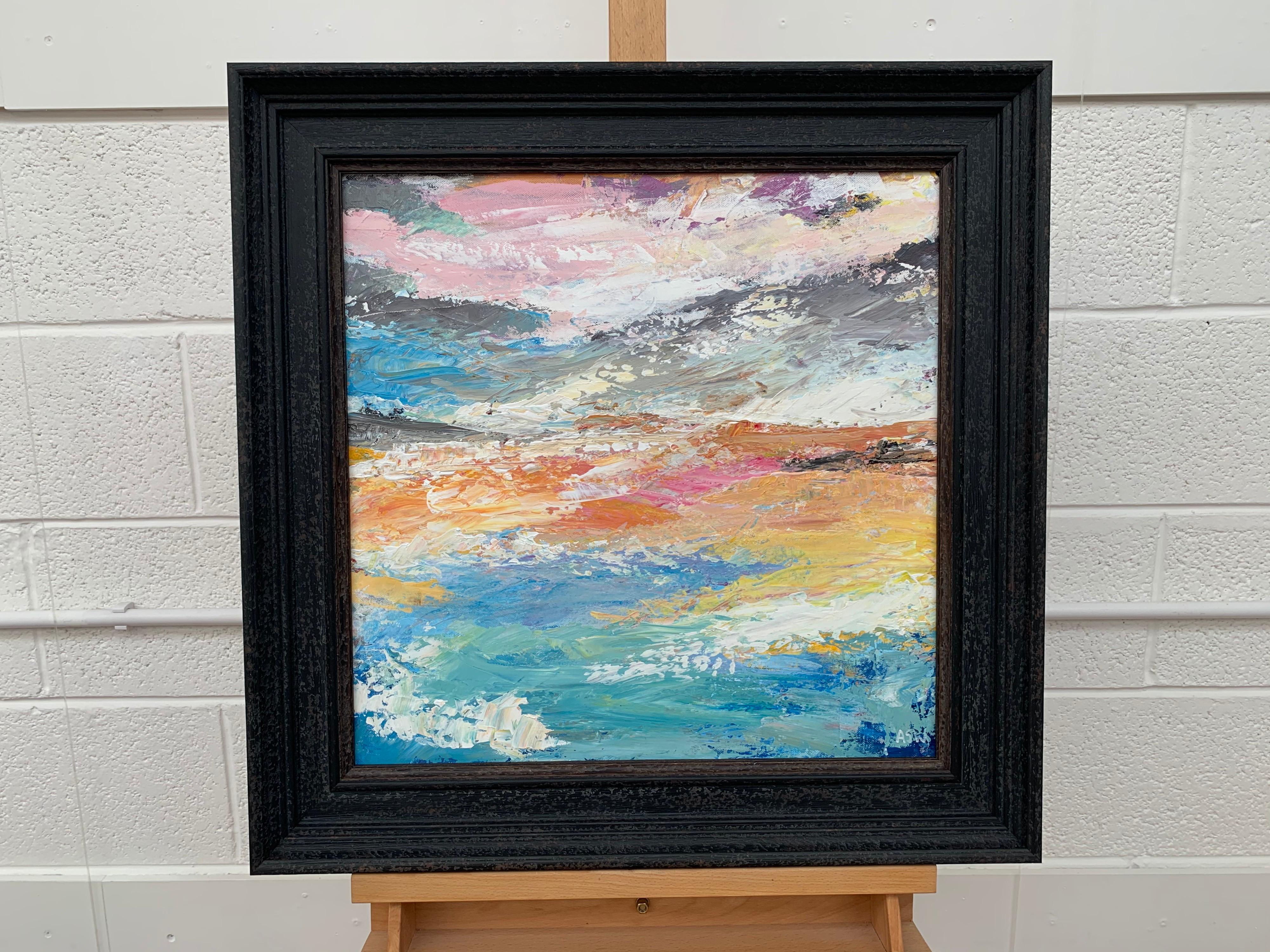 Spiaggia astratta Paesaggio marino Colori chiari di un artista britannico contemporaneo - Painting Impressionismo astratto di Angela Wakefield