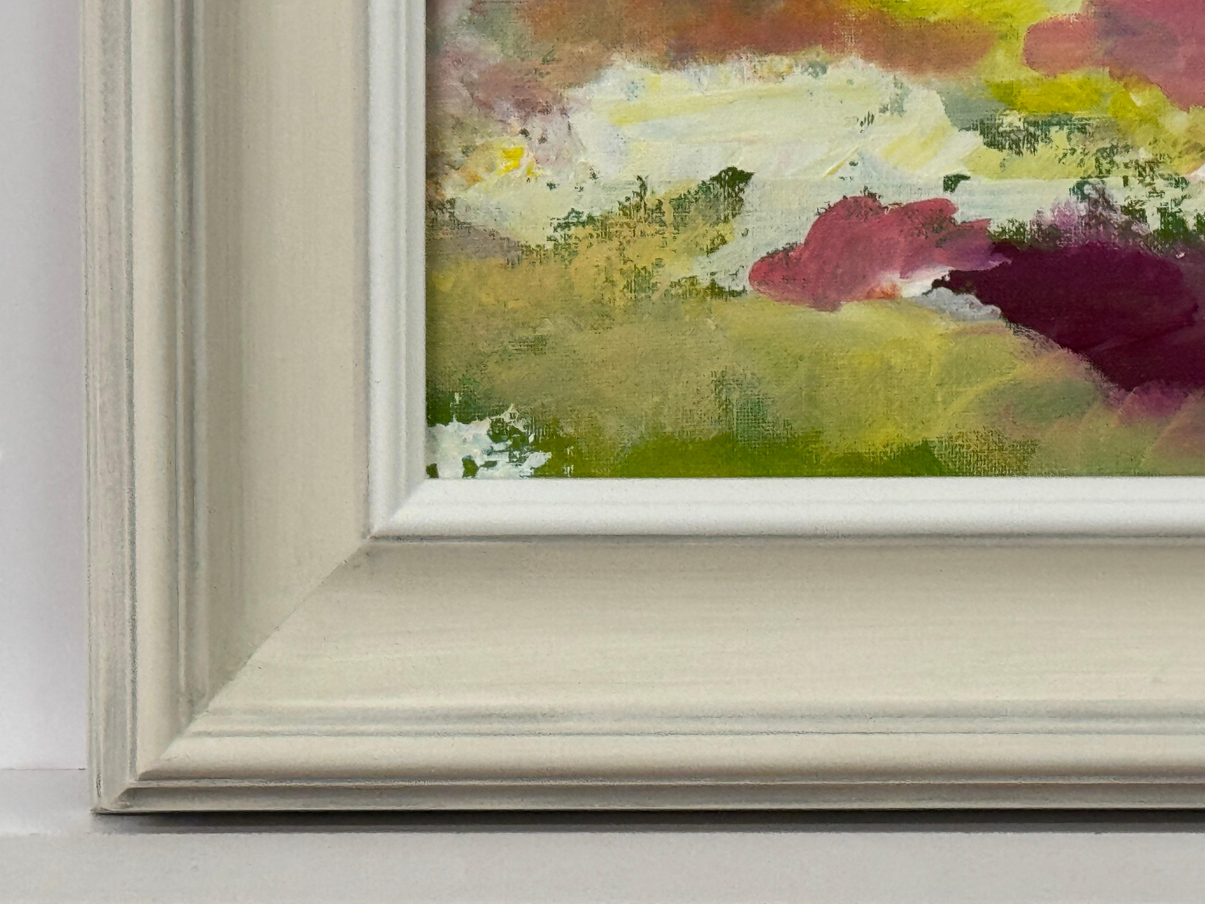 Espressionismo astratto in rosa, giallo e blu di un artista britannico contemporaneo in vendita 5