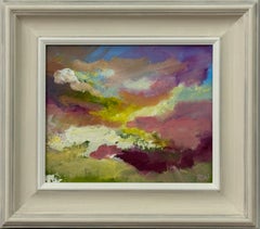 Abstract Expressionism using Pink, Yellow & Blue by Contemporary British Artist