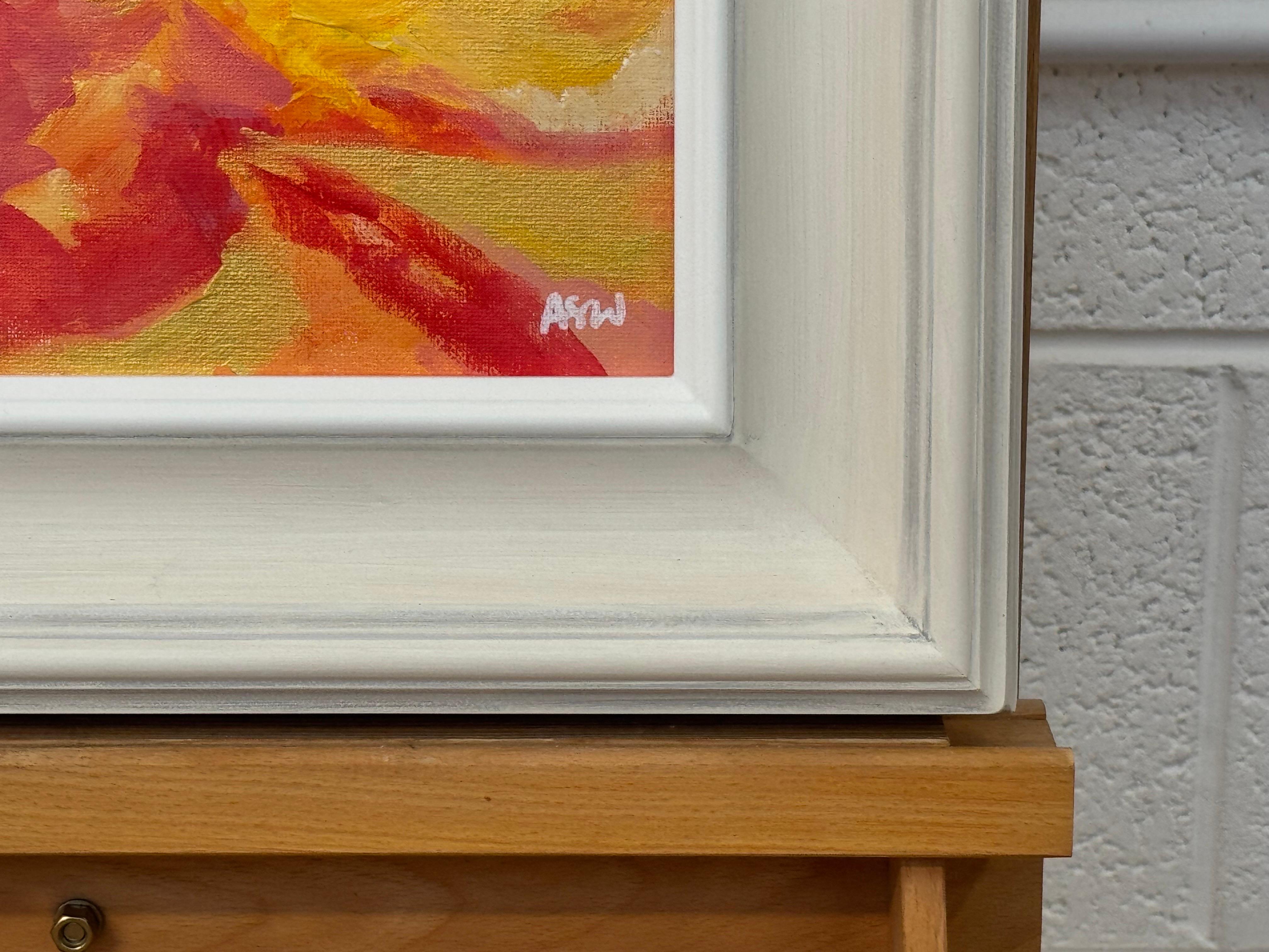 Espressionismo astratto con rosso, arancione, giallo e oro di un artista contemporaneo in vendita 6