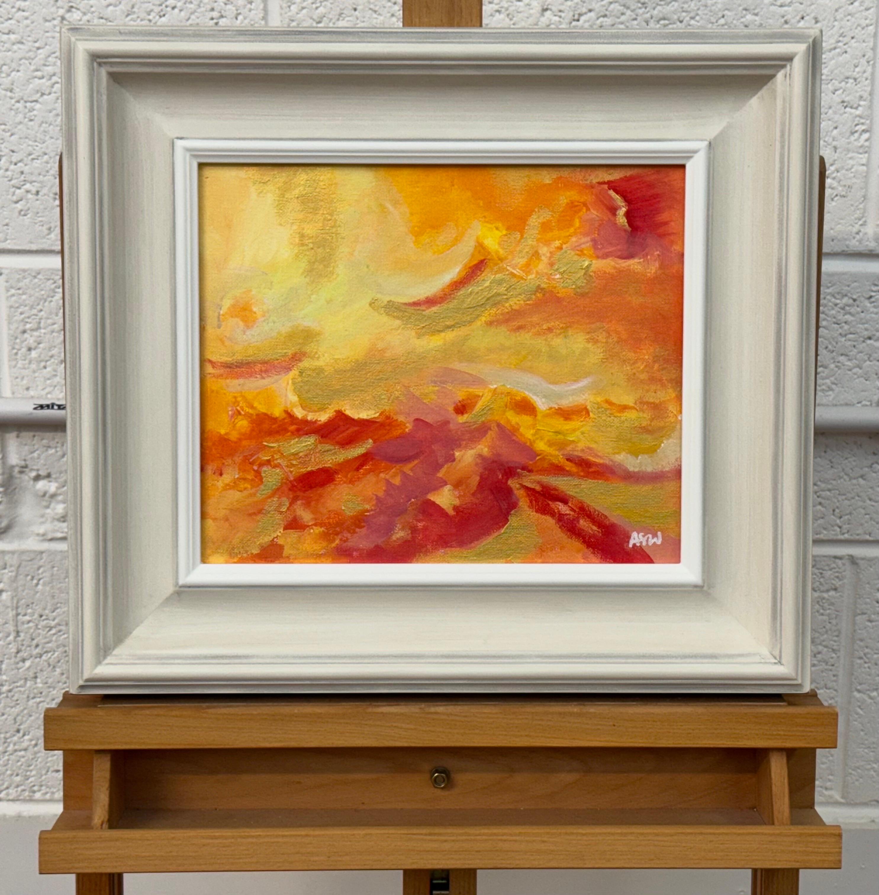 Espressionismo astratto con rosso, arancione, giallo e oro di un artista contemporaneo - Painting Contemporaneo di Angela Wakefield