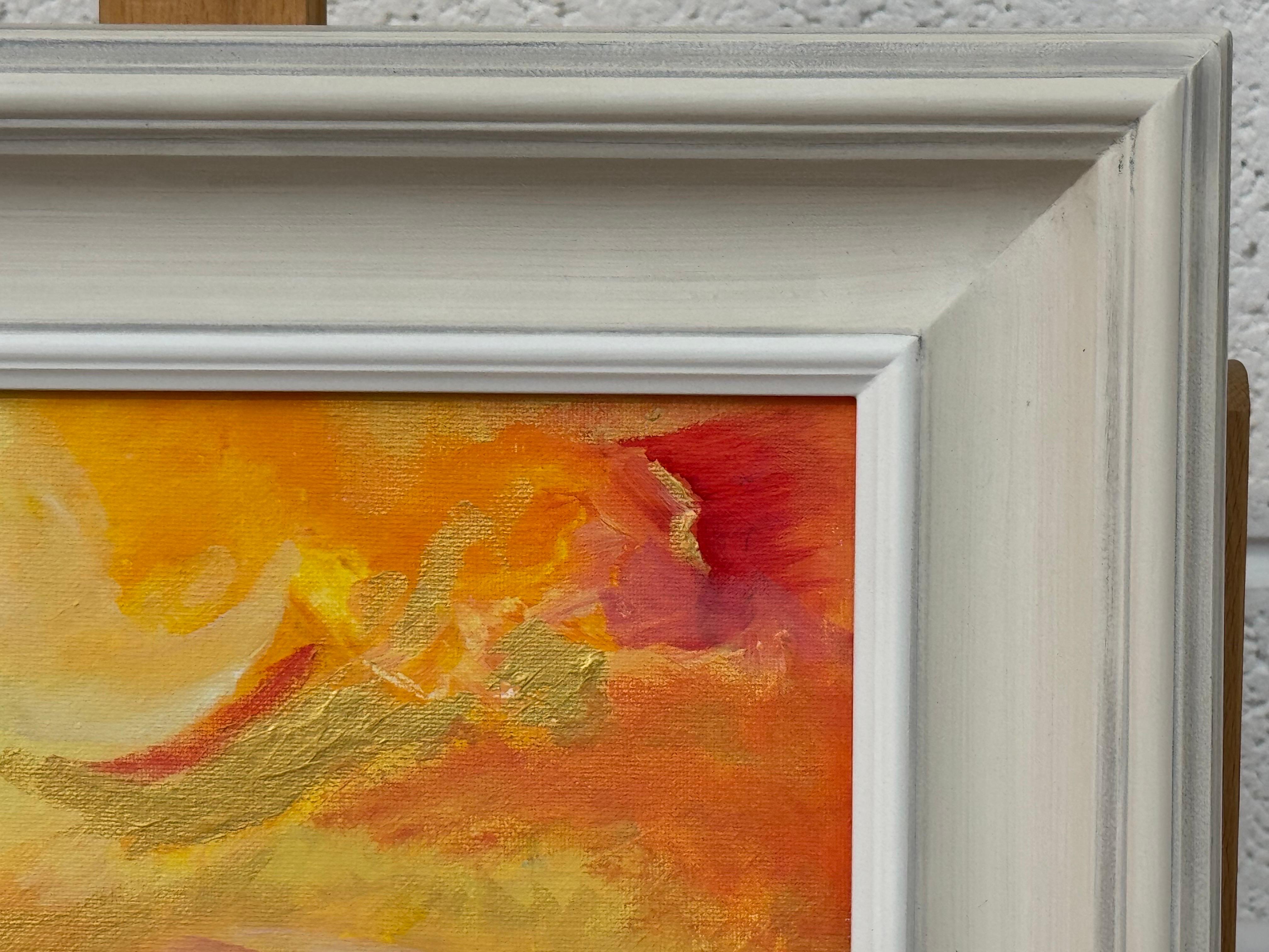 Espressionismo astratto con rosso, arancione, giallo e oro di un artista contemporaneo in vendita 2