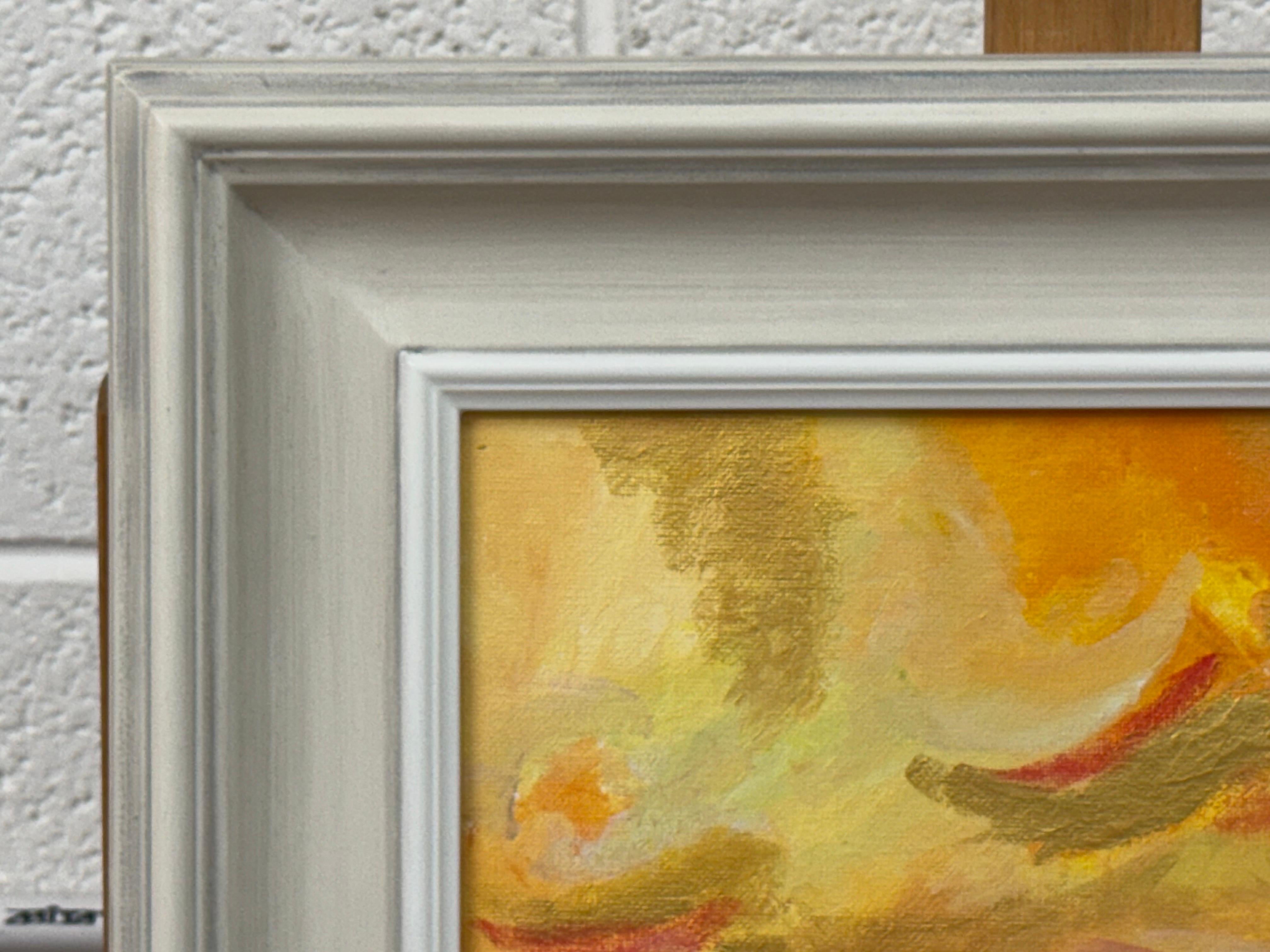 Espressionismo astratto con rosso, arancione, giallo e oro di un artista contemporaneo in vendita 3