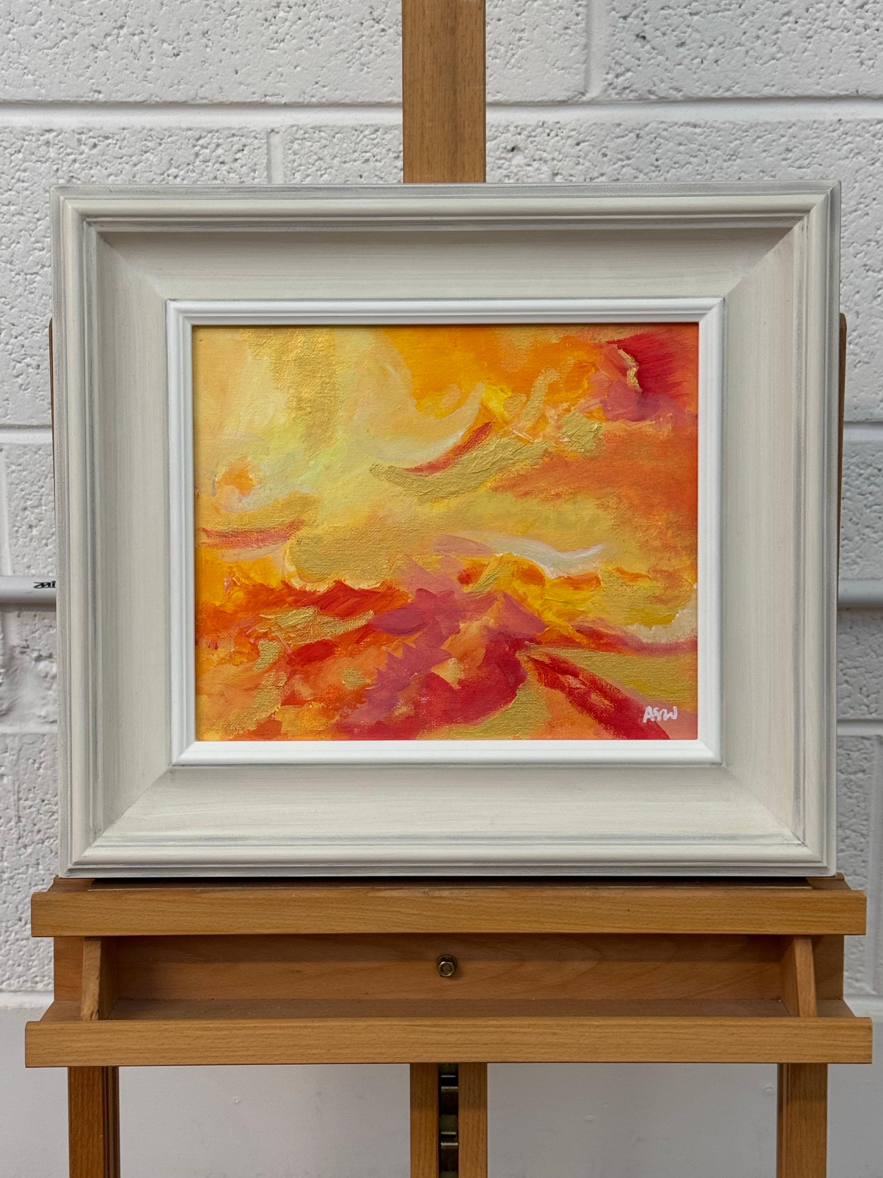 Espressionismo astratto con rosso, arancione, giallo e oro di un artista contemporaneo in vendita 4