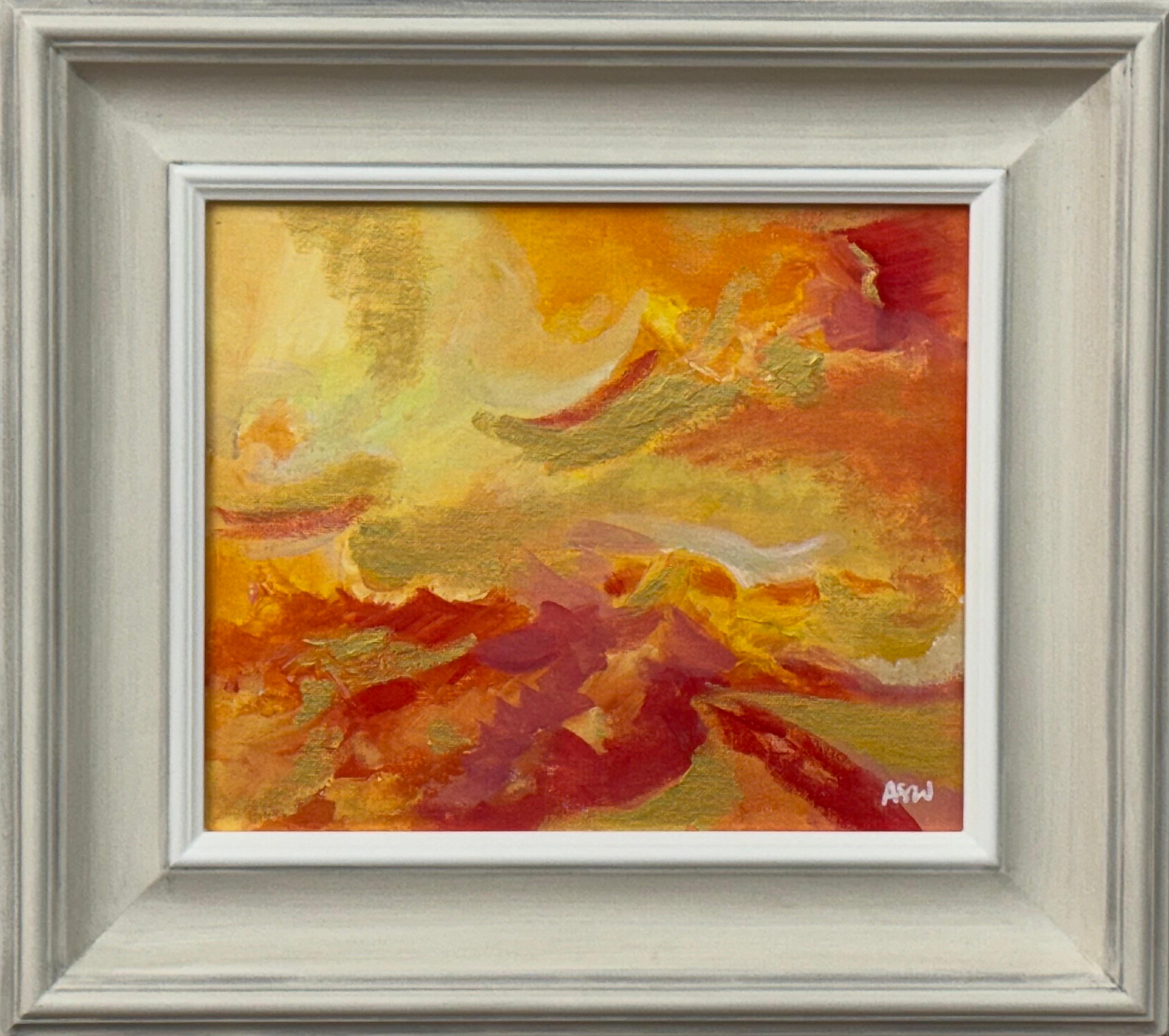 Abstract Painting di Angela Wakefield - Espressionismo astratto con rosso, arancione, giallo e oro di un artista contemporaneo