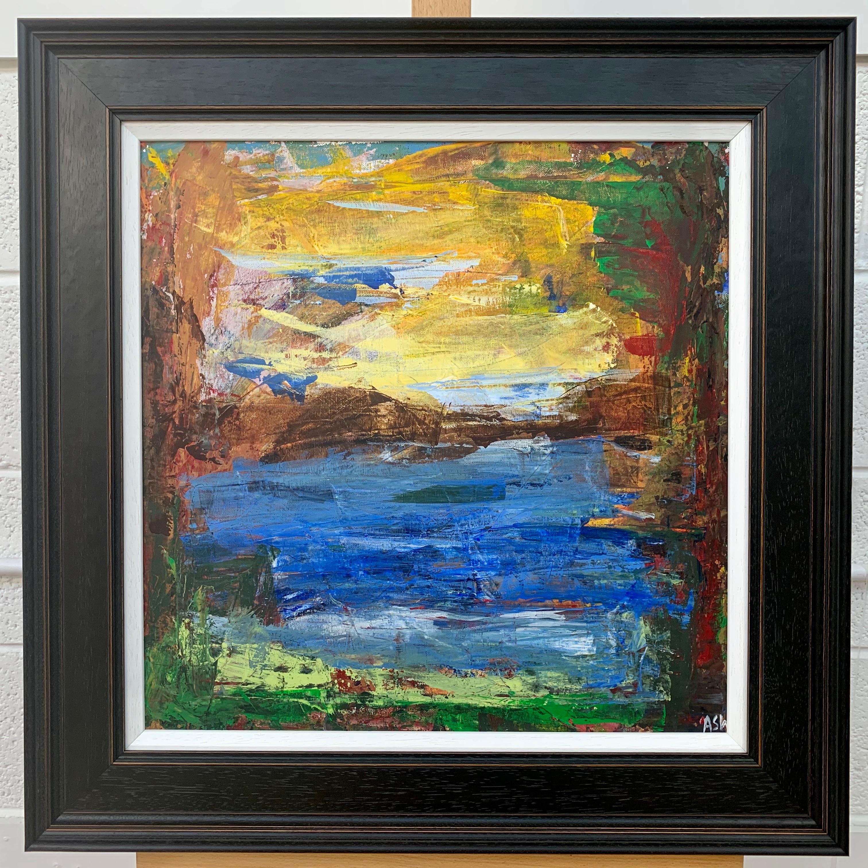 Abstract Expressionist Lake Landscape Painting by Leading British Urban Artist Angela Wakefield. This artwork is from an intense body of abstract work that formed the very foundations of her output as a professional artist. Art critics regard these