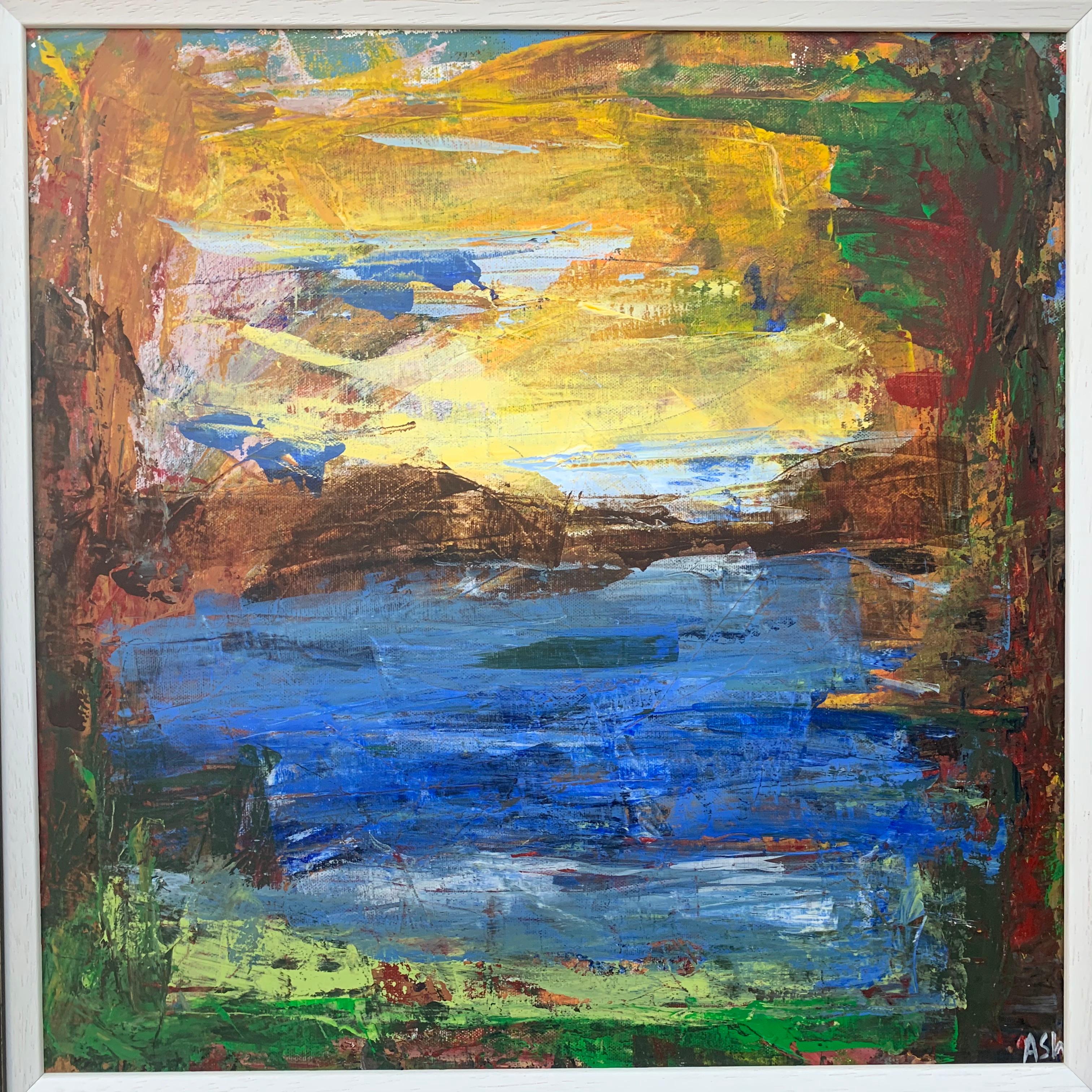 Abstract Expressionist Lake Landscape Painting by Leading British Urban Artist 3